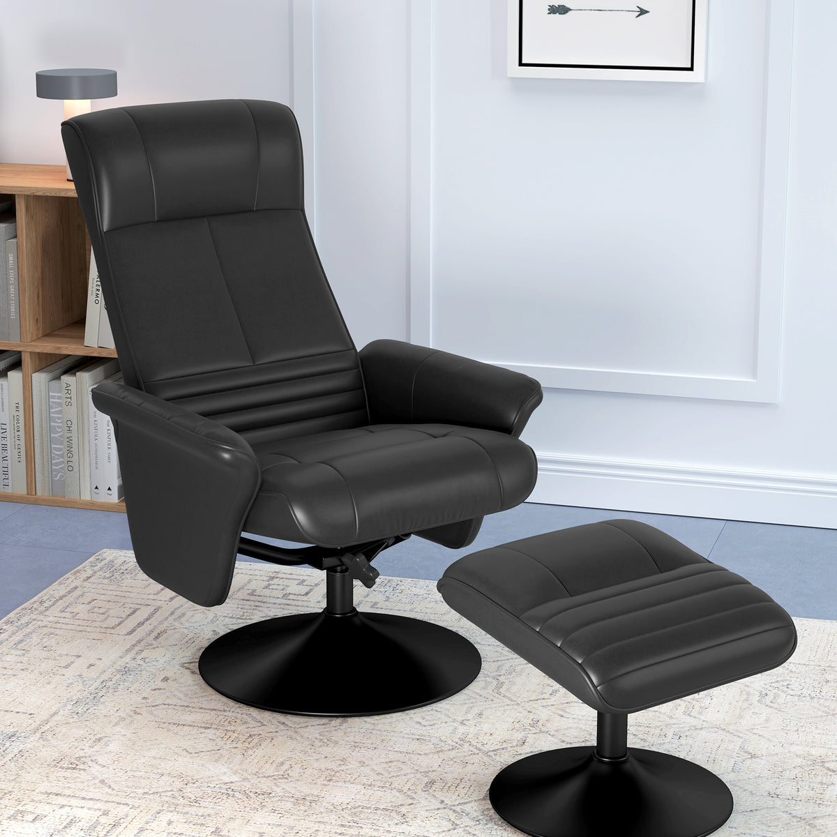 Relaxsessel mit Hocker, drehbar und neigbar