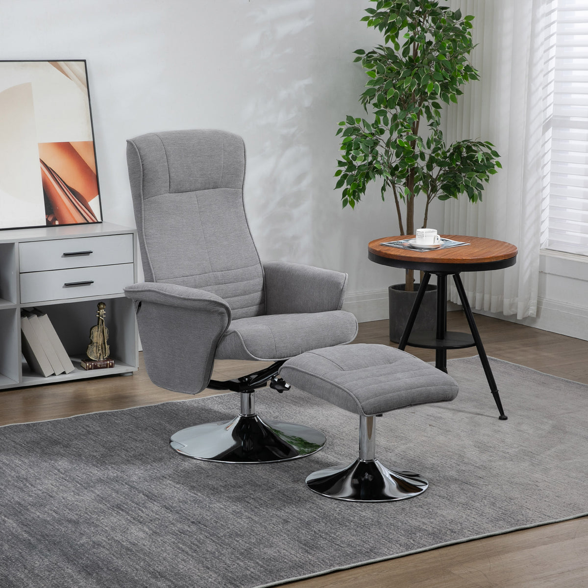 Relaxsessel mit Hocker, drehbar und neigbar
