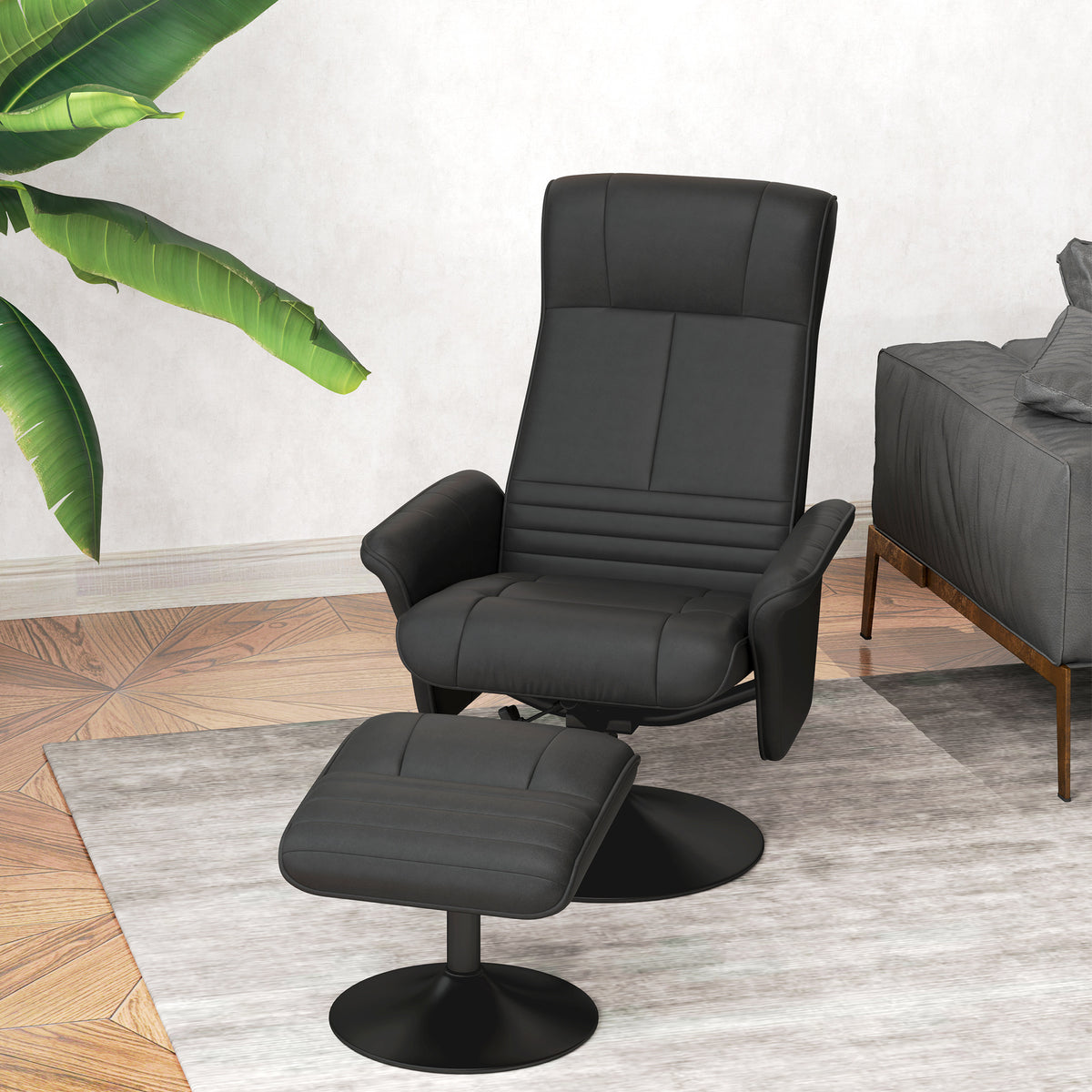 Relaxsessel mit Hocker, drehbar und neigbar