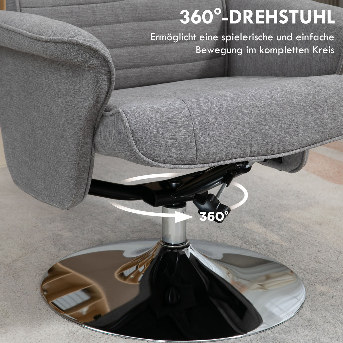 Relaxsessel mit Hocker, drehbar und neigbar