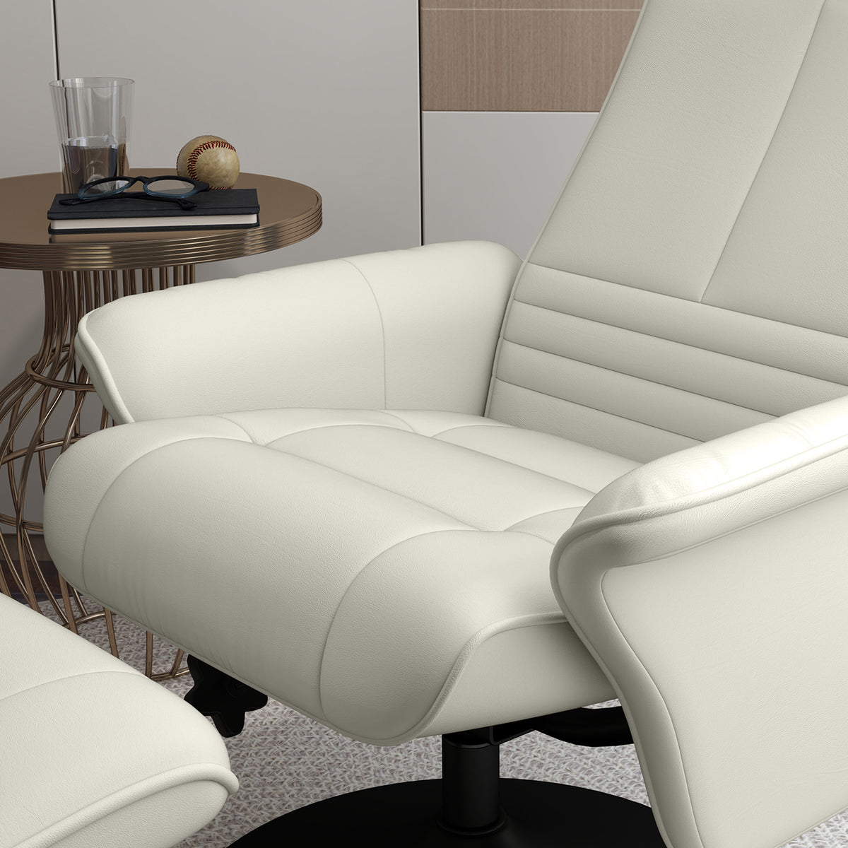 Relaxsessel mit Hocker, drehbar und neigbar