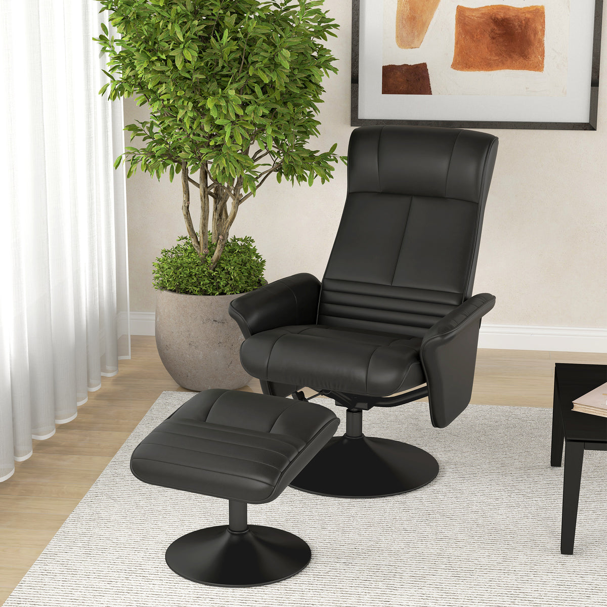Relaxsessel mit Hocker, drehbar und neigbar