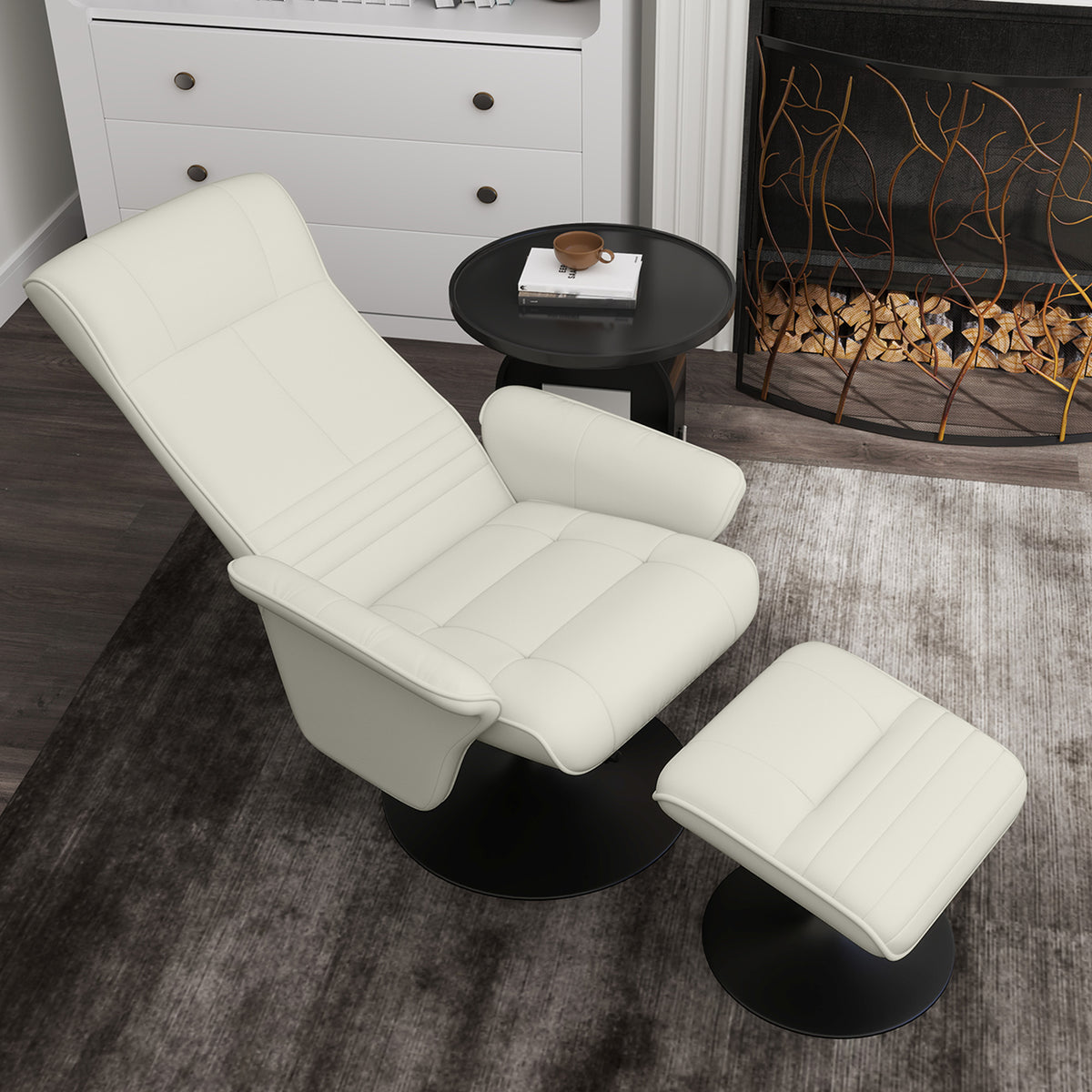 Relaxsessel mit Hocker, drehbar und neigbar
