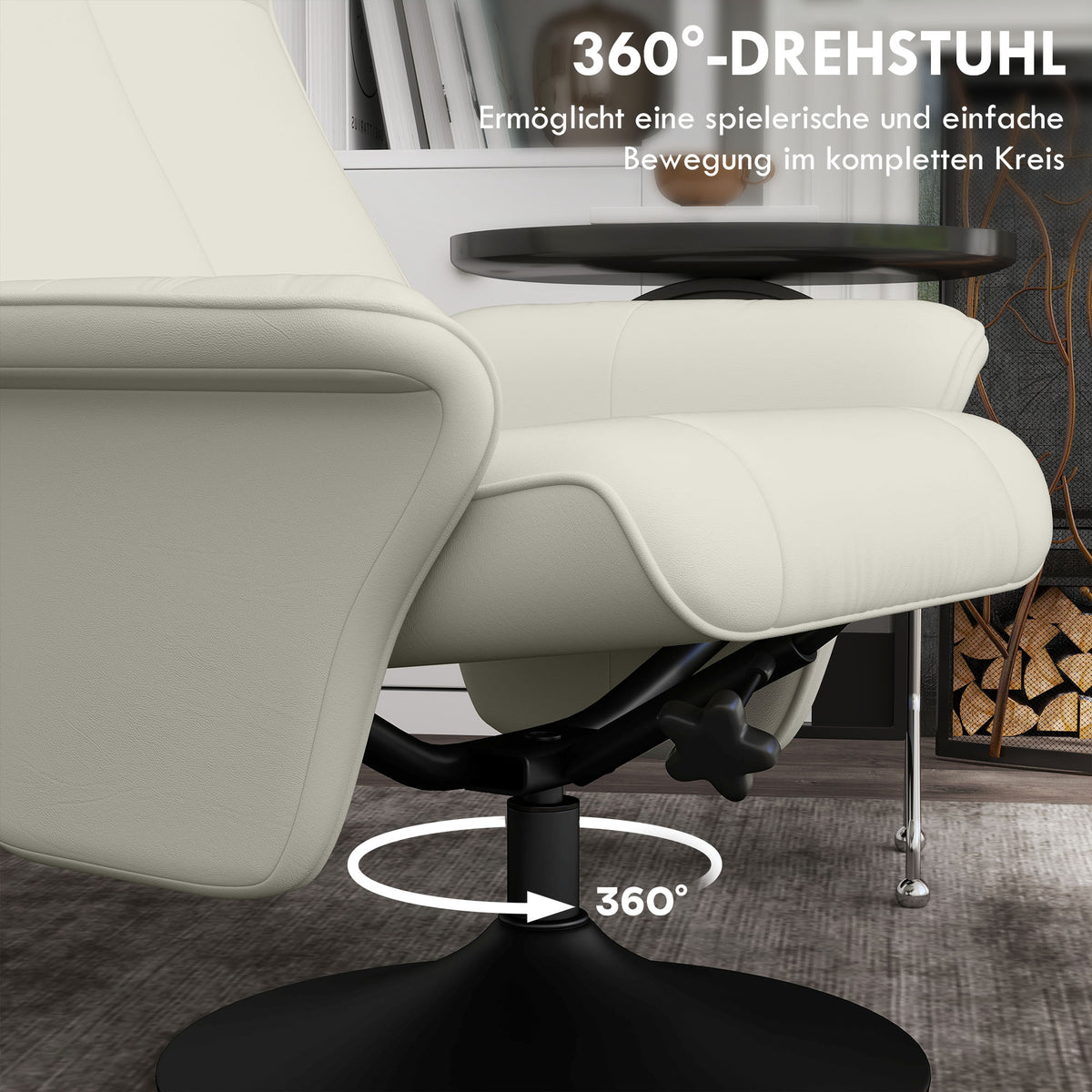 Relaxsessel mit Hocker, drehbar und neigbar