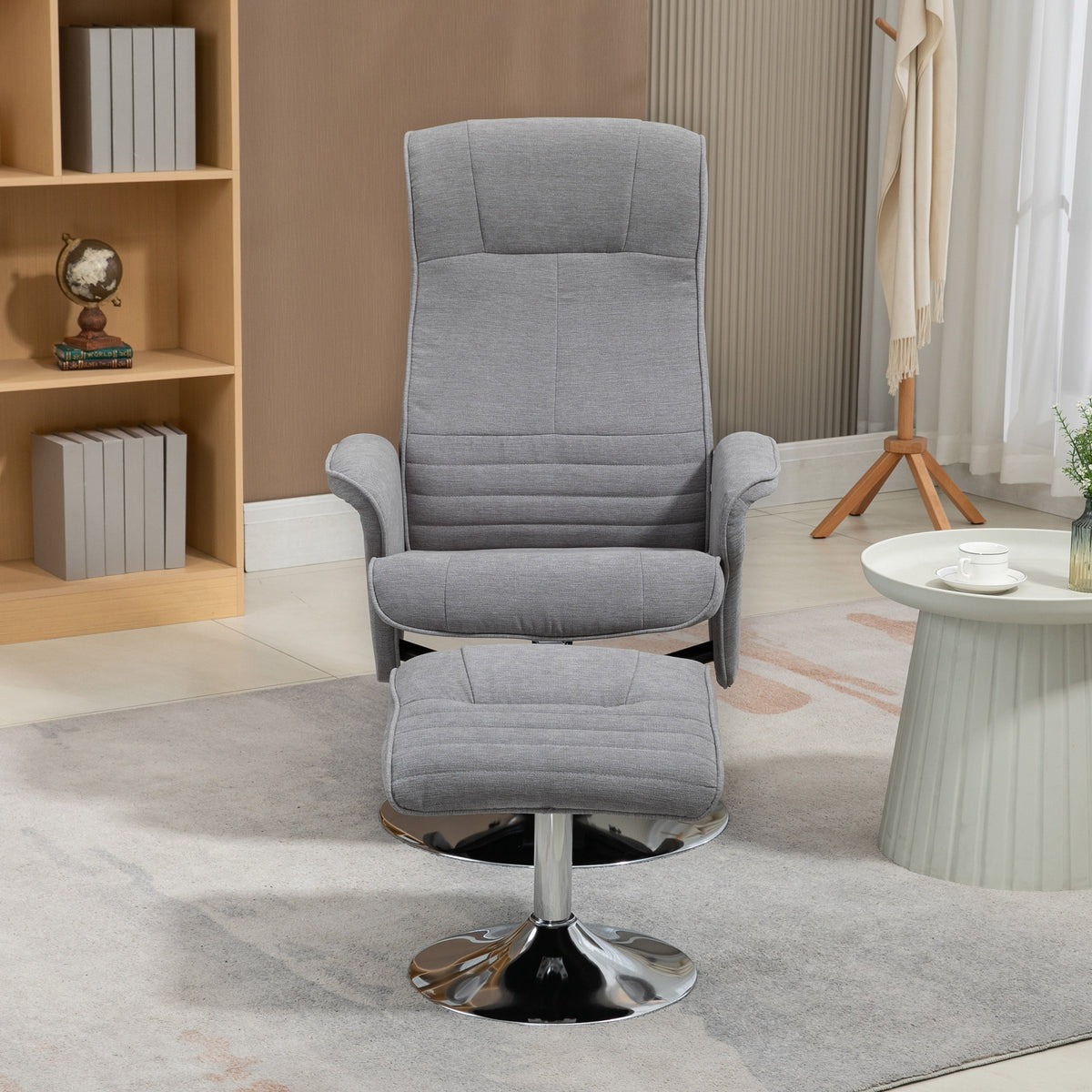 Relaxsessel mit Hocker, drehbar und neigbar