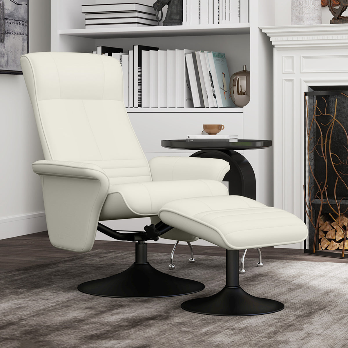 Relaxsessel mit Hocker, drehbar und neigbar