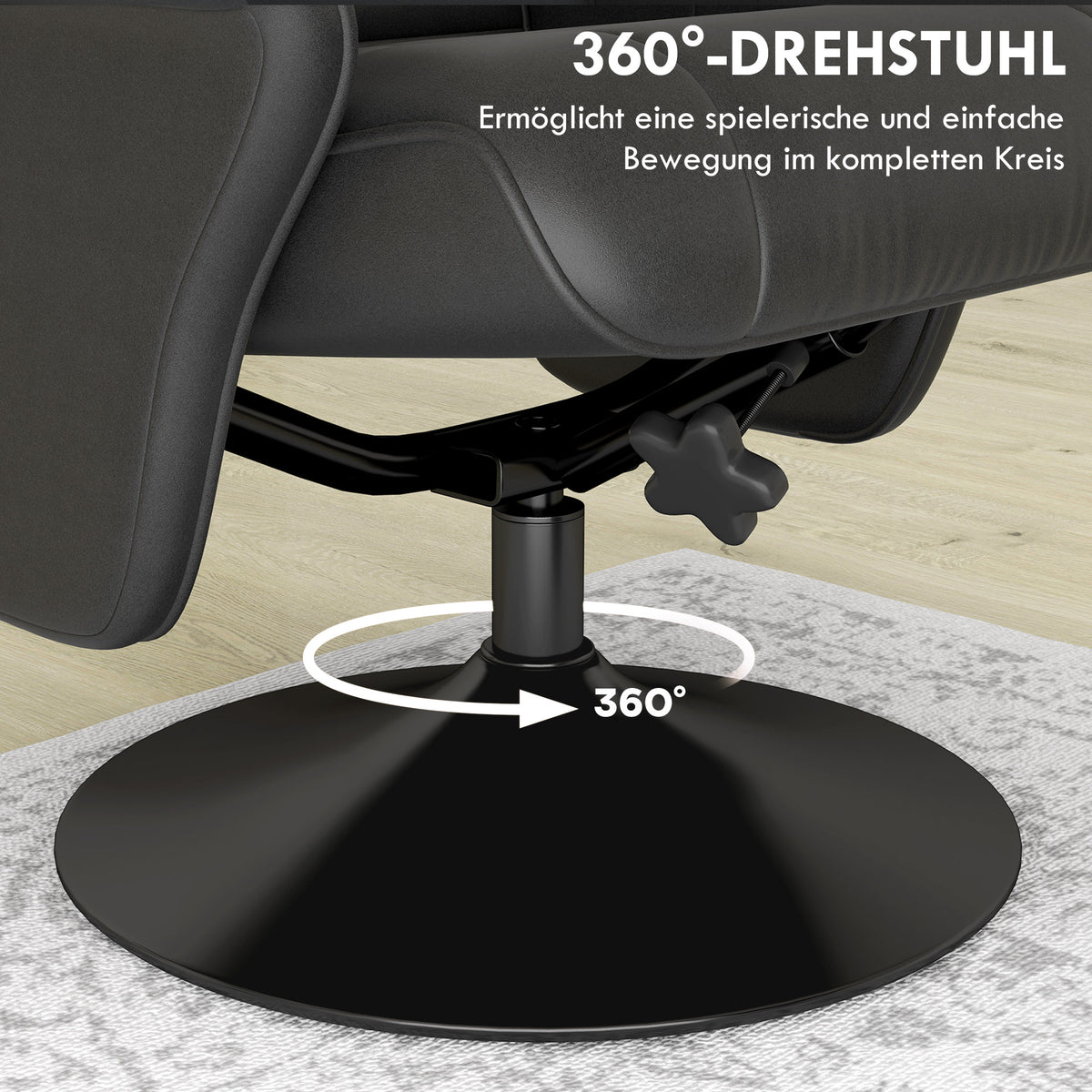 Relaxsessel mit Hocker, drehbar und neigbar