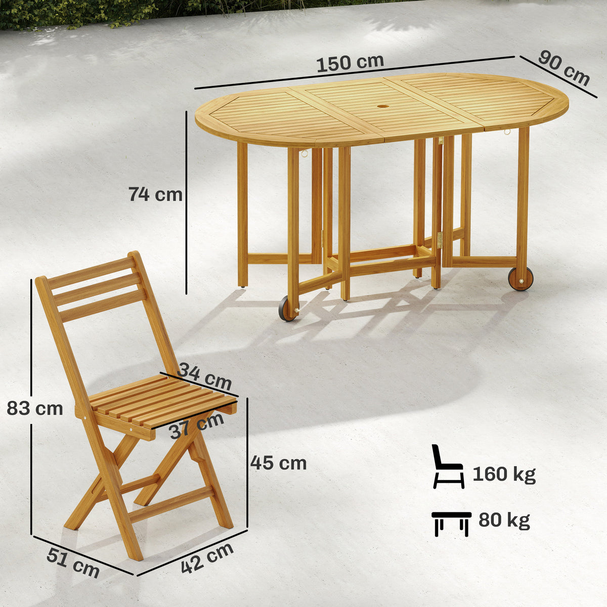 Gartenmöbel-Set mit 6 Klappstühlen