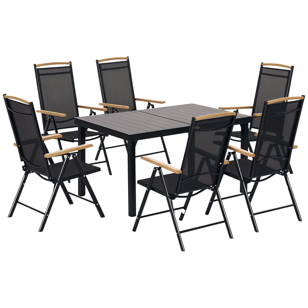 Gartenmöbel-Set mit 6 Klappstühlen