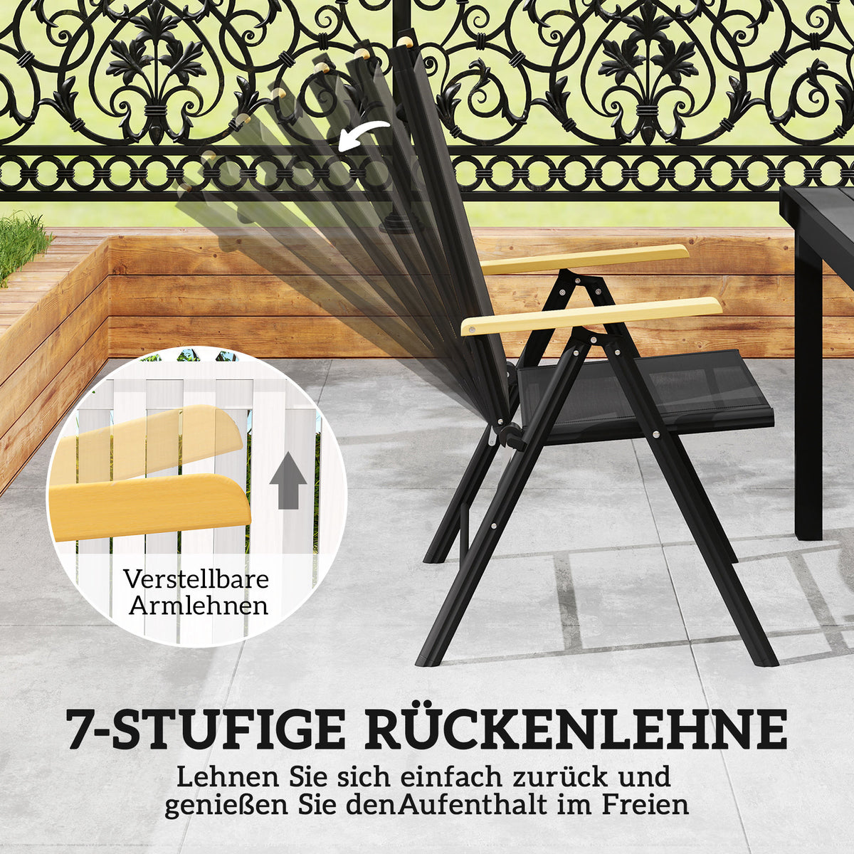 Gartenmöbel-Set mit 6 Klappstühlen