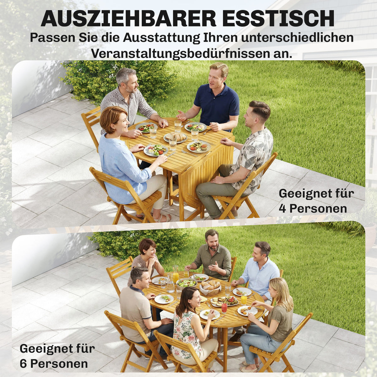 Gartenmöbel-Set mit 6 Klappstühlen