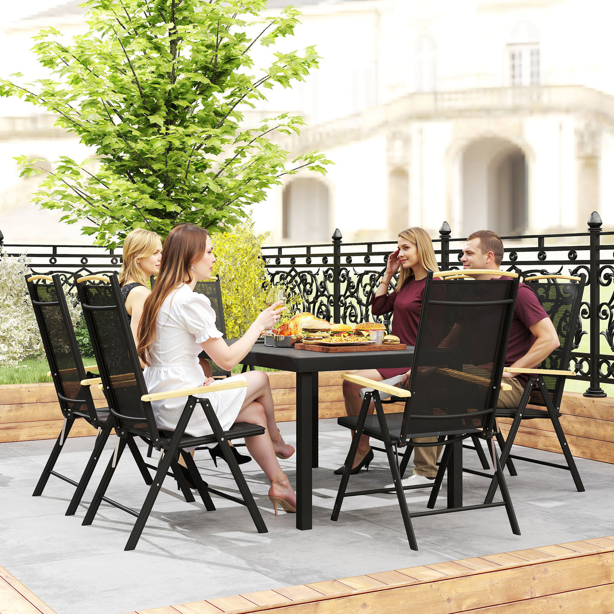 Gartenmöbel-Set mit 6 Klappstühlen