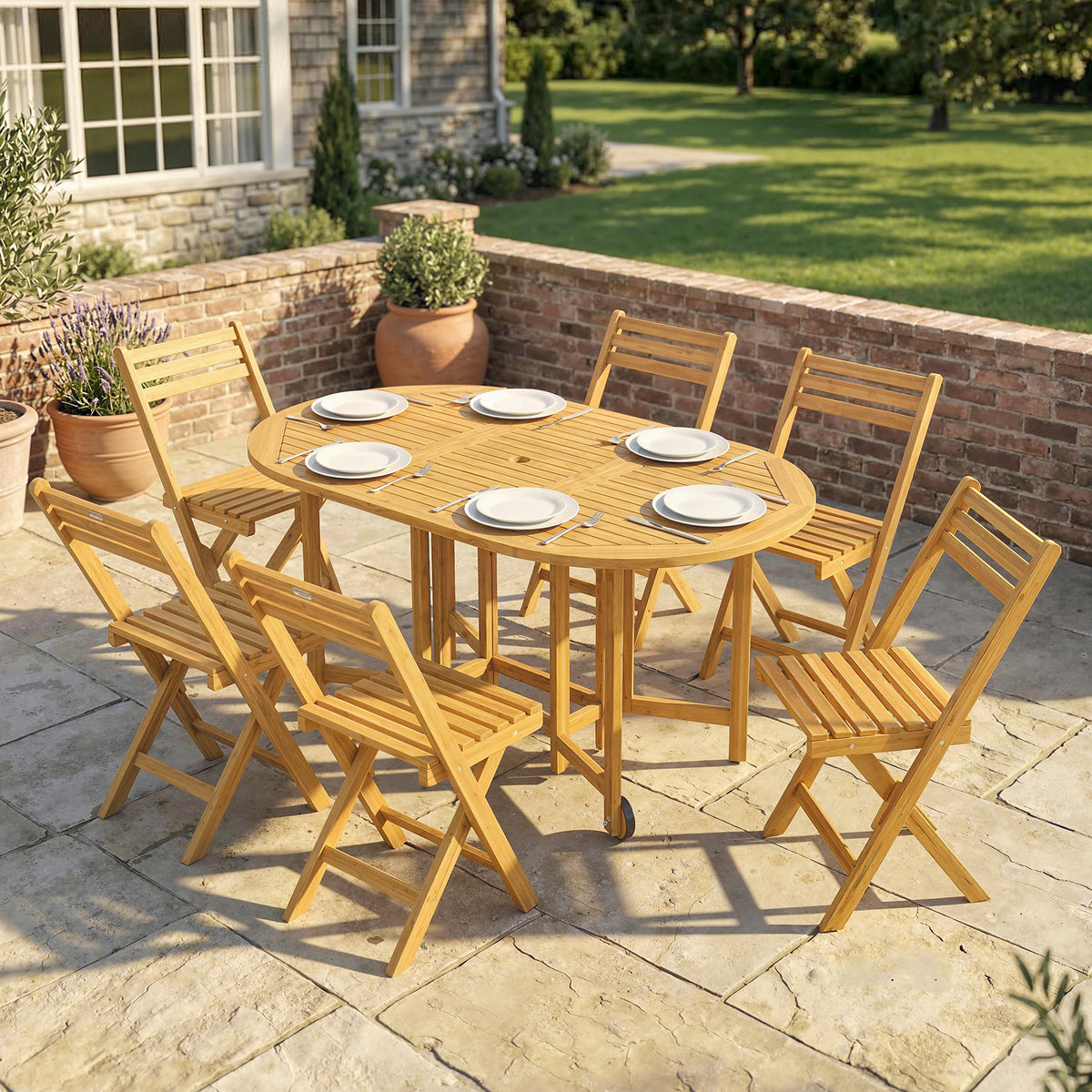 Gartenmöbel-Set mit 6 Klappstühlen