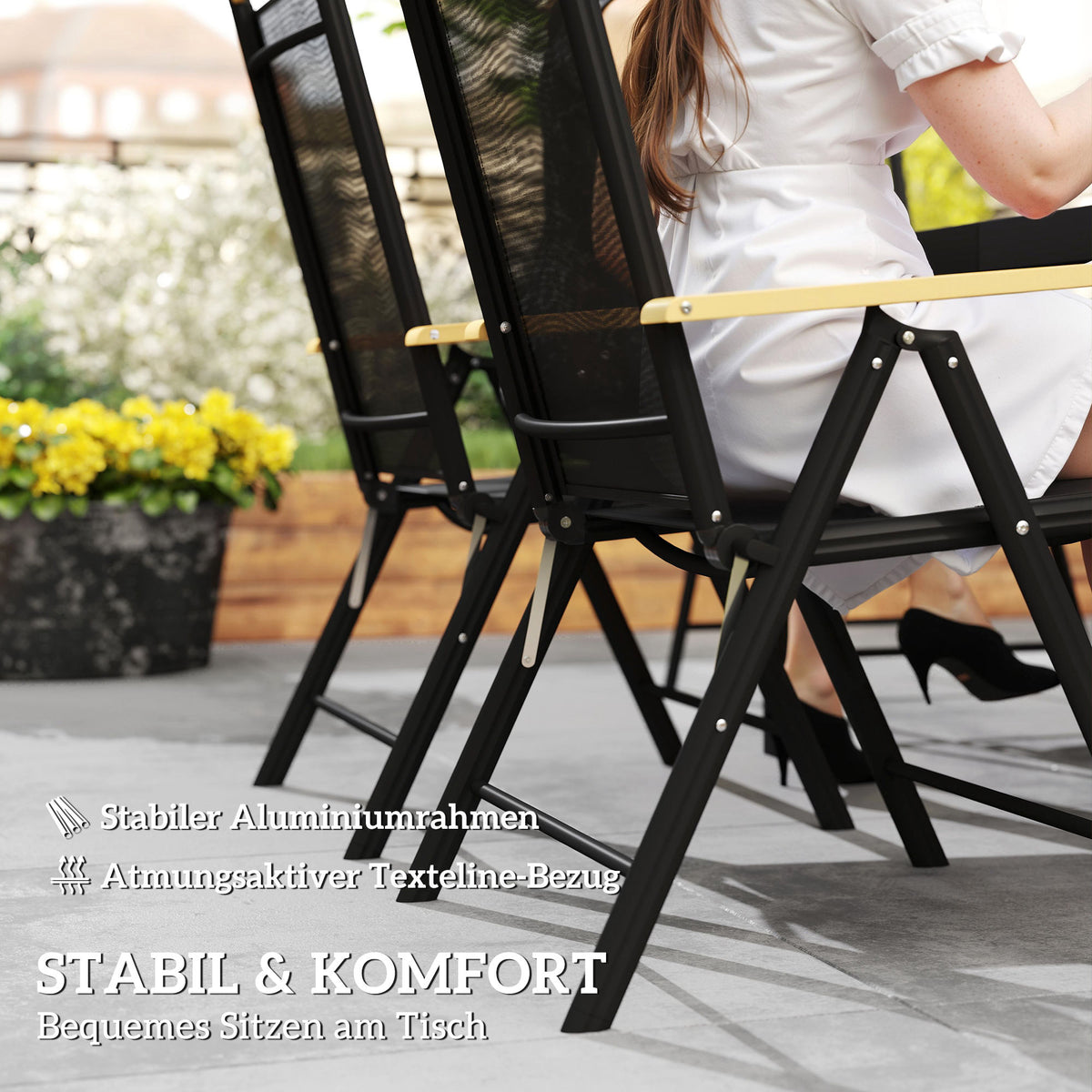 Gartenmöbel-Set mit 6 Klappstühlen