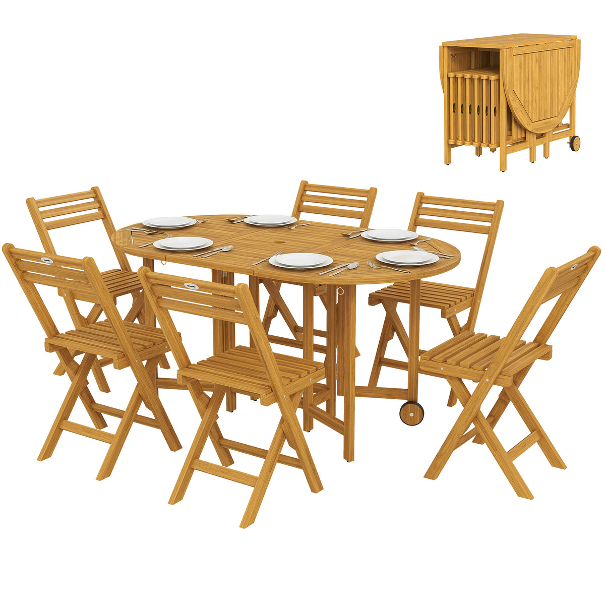 Gartenmöbel-Set mit 6 Klappstühlen