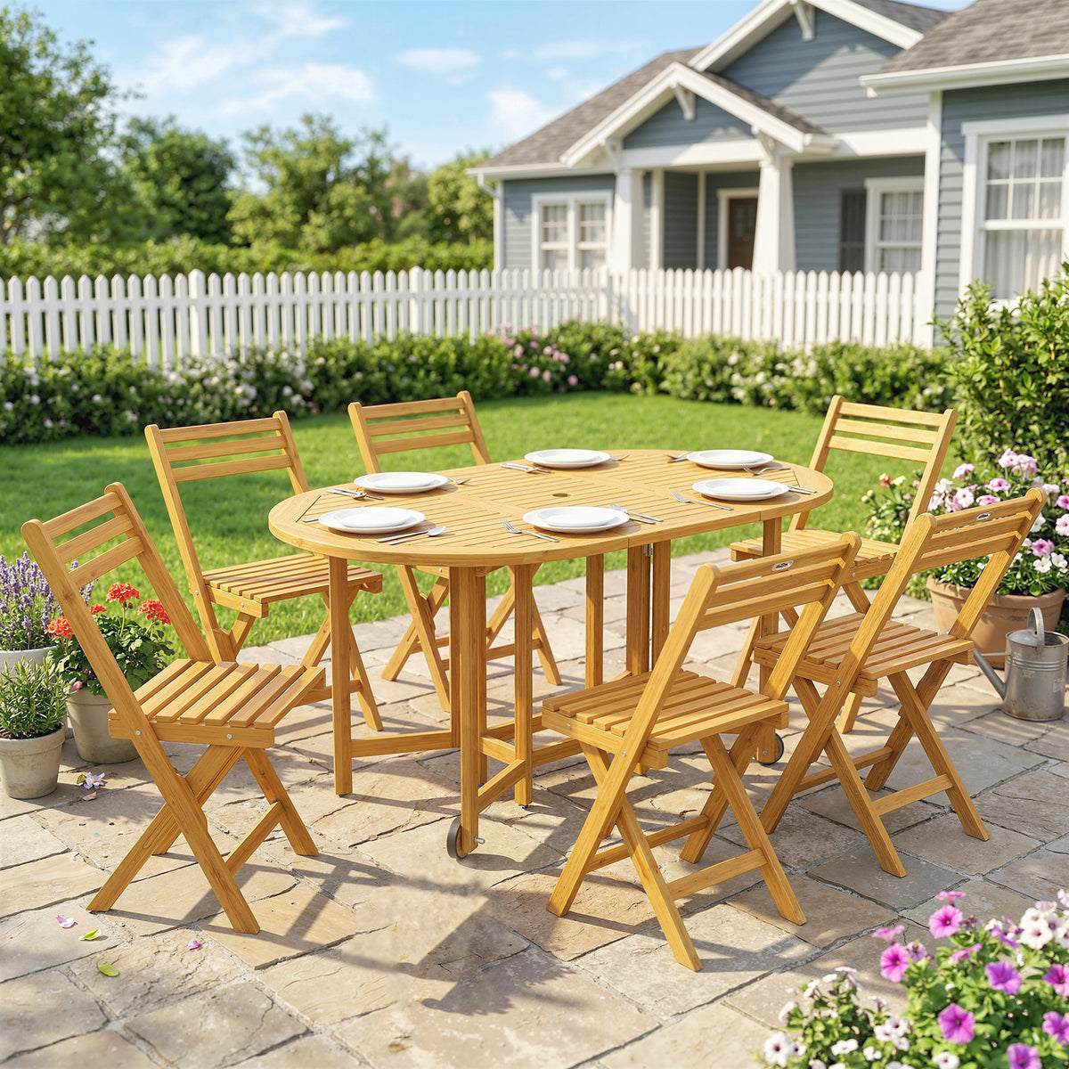 Gartenmöbel-Set mit 6 Klappstühlen