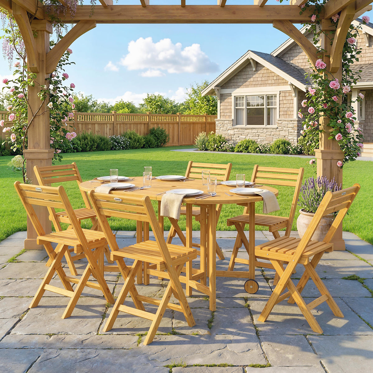 Gartenmöbel-Set mit 6 Klappstühlen