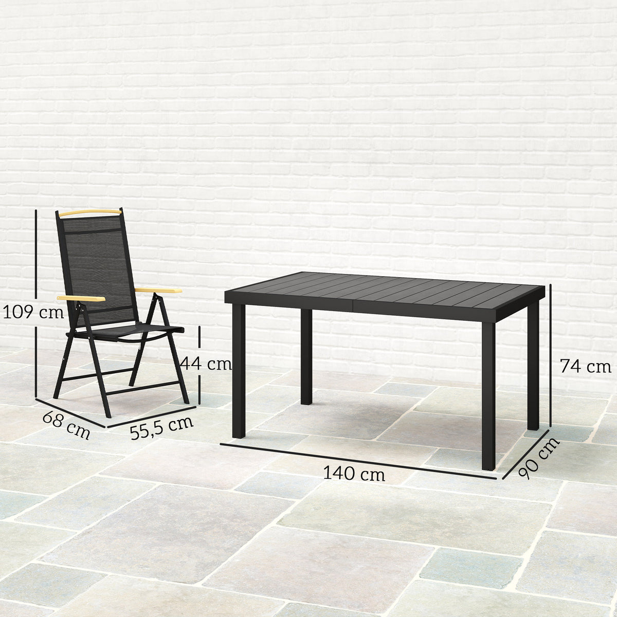 Gartenmöbel-Set mit 6 Klappstühlen