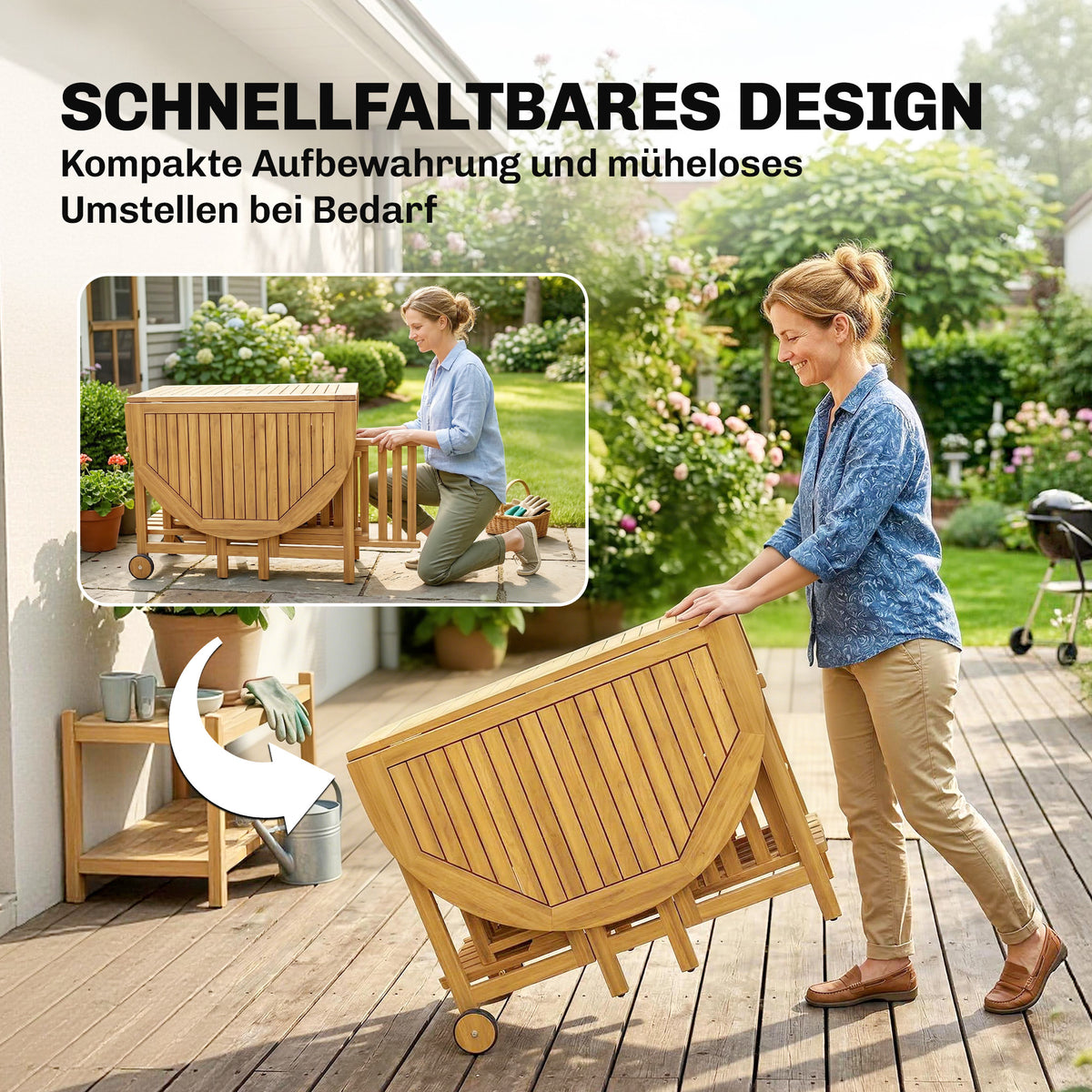 Gartenmöbel-Set mit 6 Klappstühlen