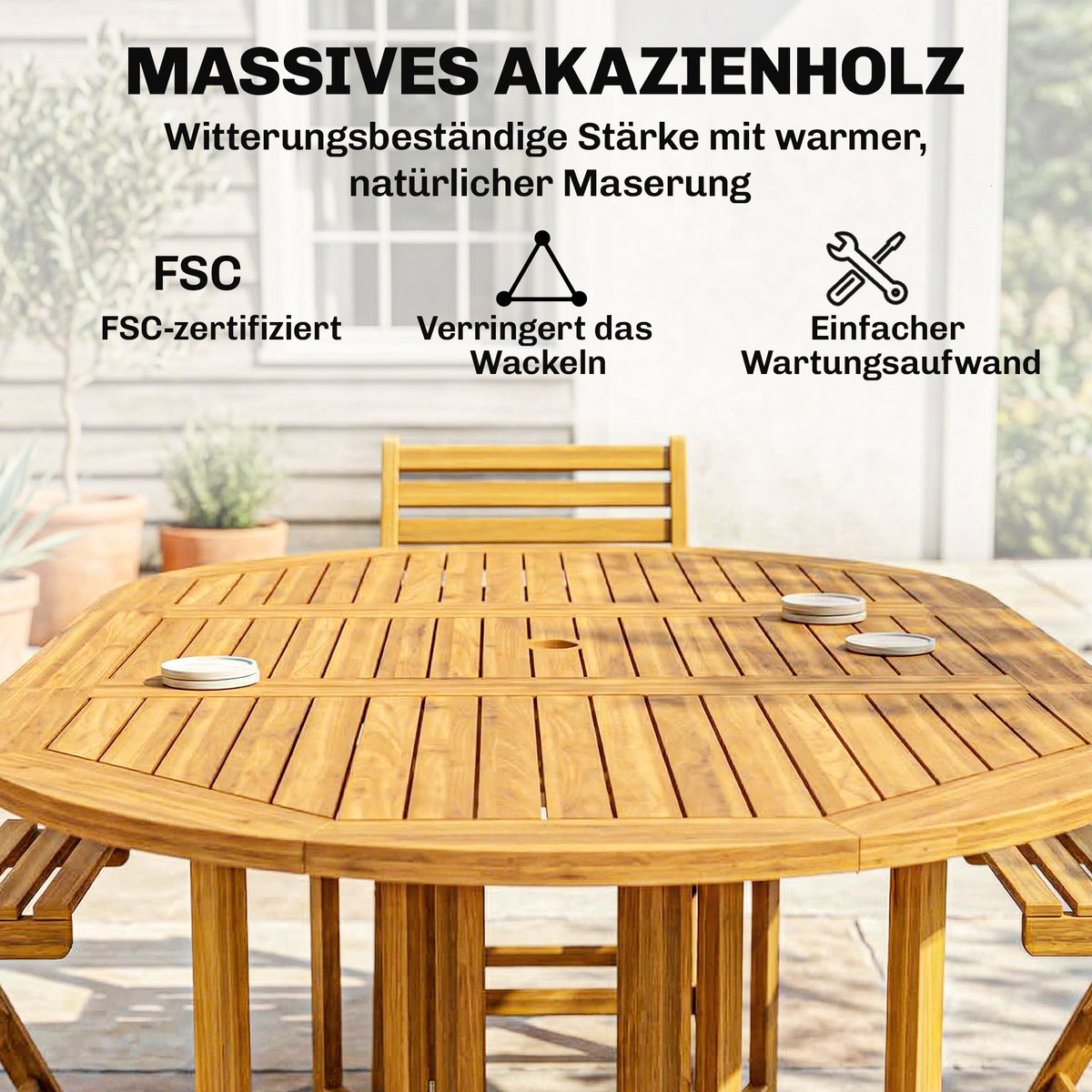 Gartenmöbel-Set mit 6 Klappstühlen