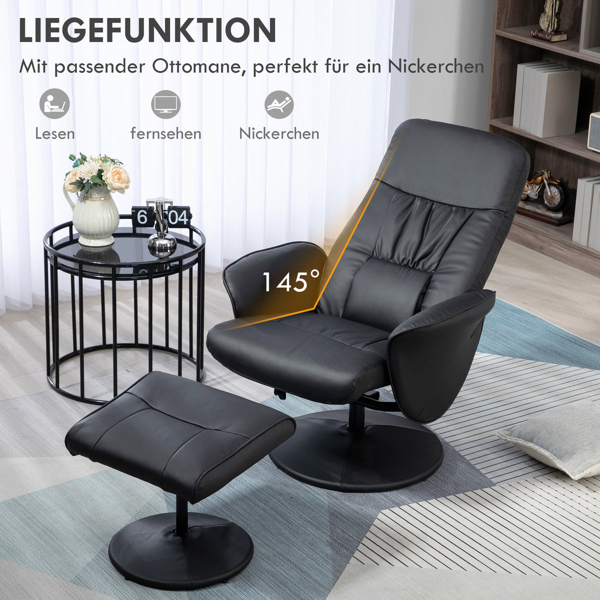 Relaxsessel mit Fußhocker und 360° Drehfunktion