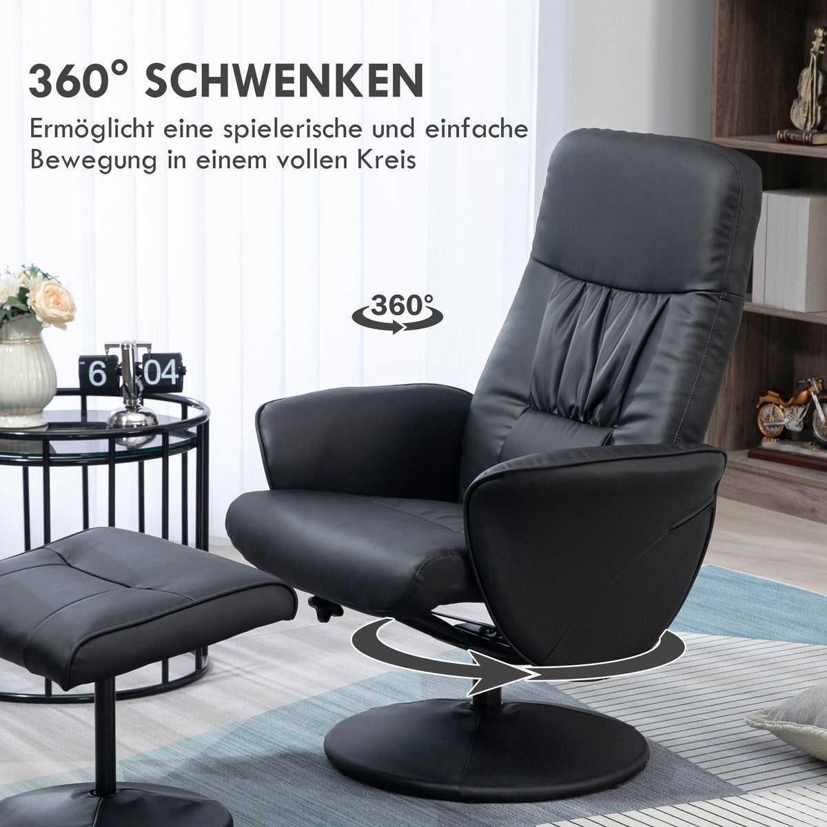 Relaxsessel mit Fußhocker und 360° Drehfunktion