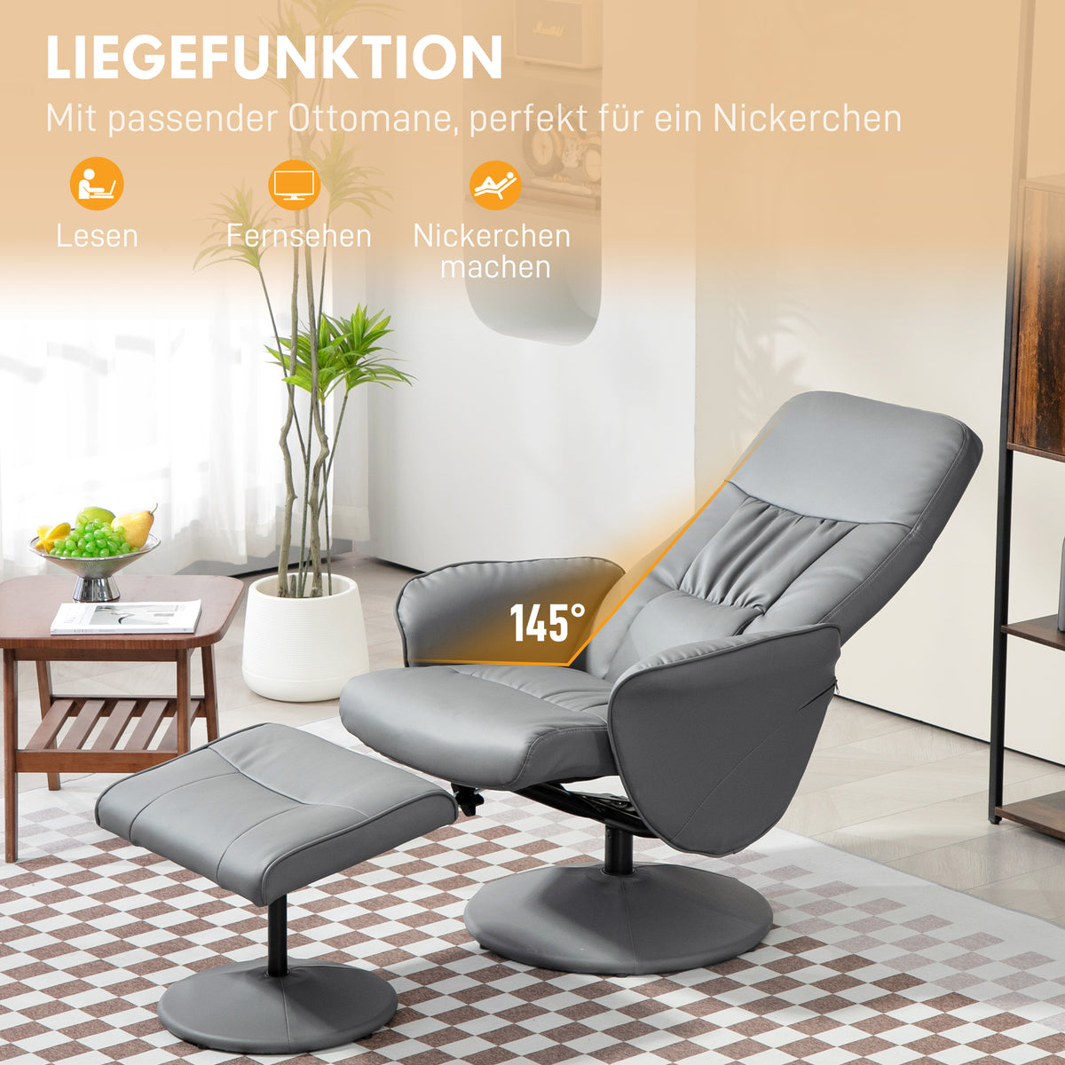 Relaxsessel mit Fußhocker und 360° Drehfunktion