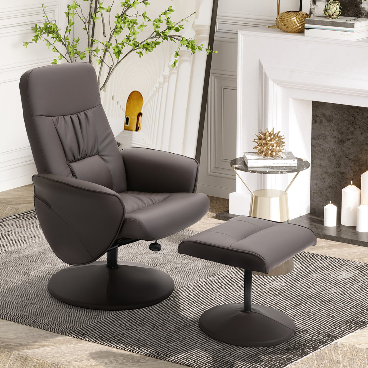 Relaxsessel mit Fußhocker und 360° Drehfunktion