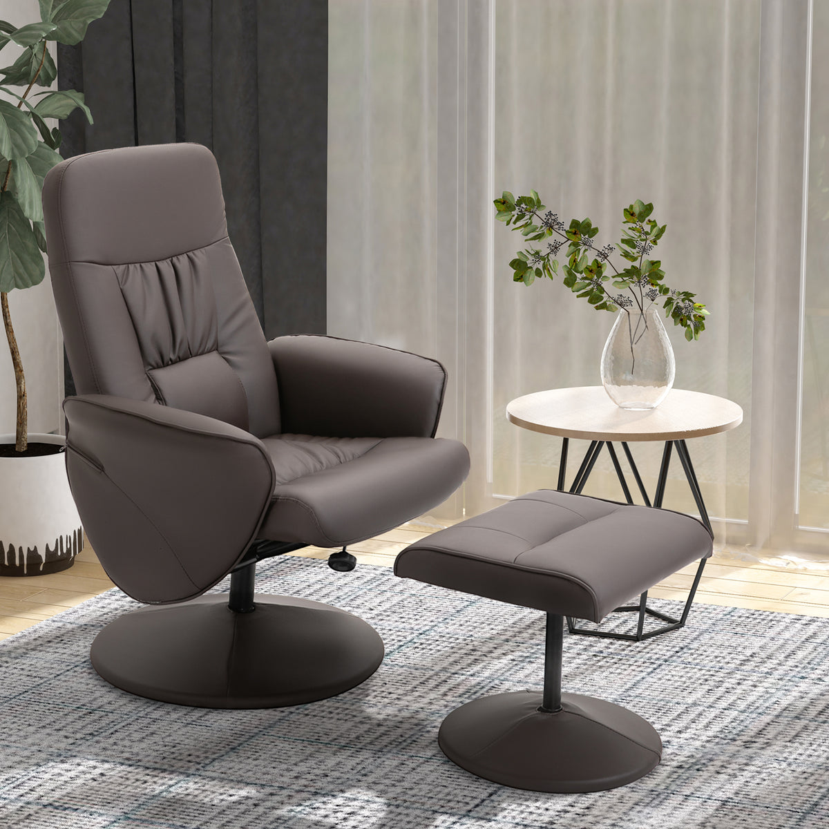 Relaxsessel mit Fußhocker und 360° Drehfunktion