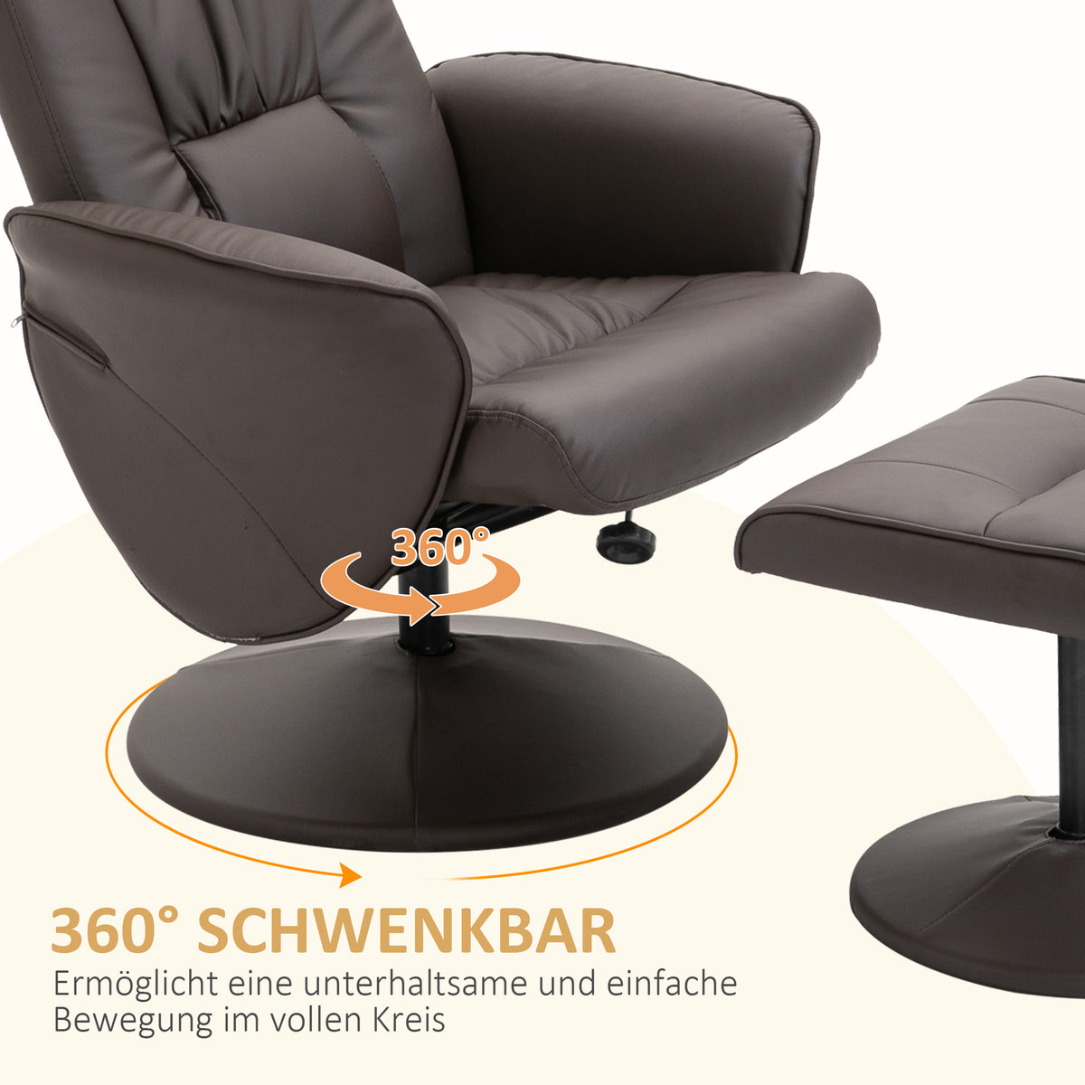 Relaxsessel mit Fußhocker und 360° Drehfunktion