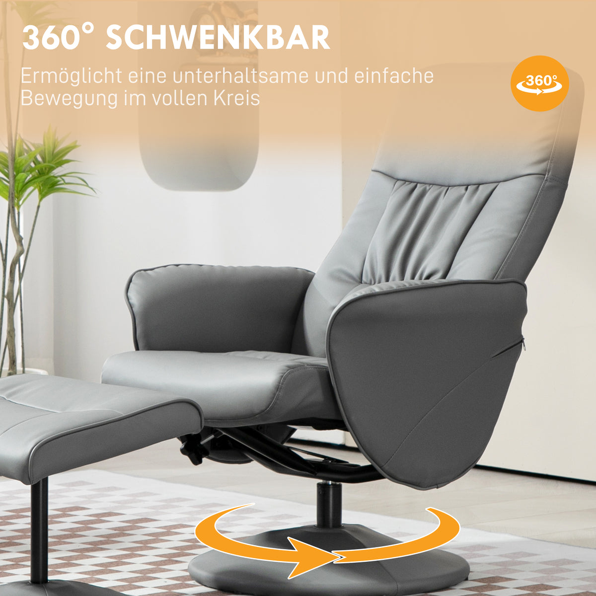 Relaxsessel mit Fußhocker und 360° Drehfunktion