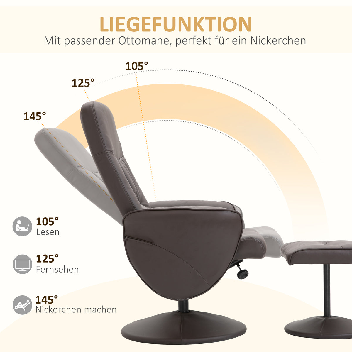 Relaxsessel mit Fußhocker und 360° Drehfunktion