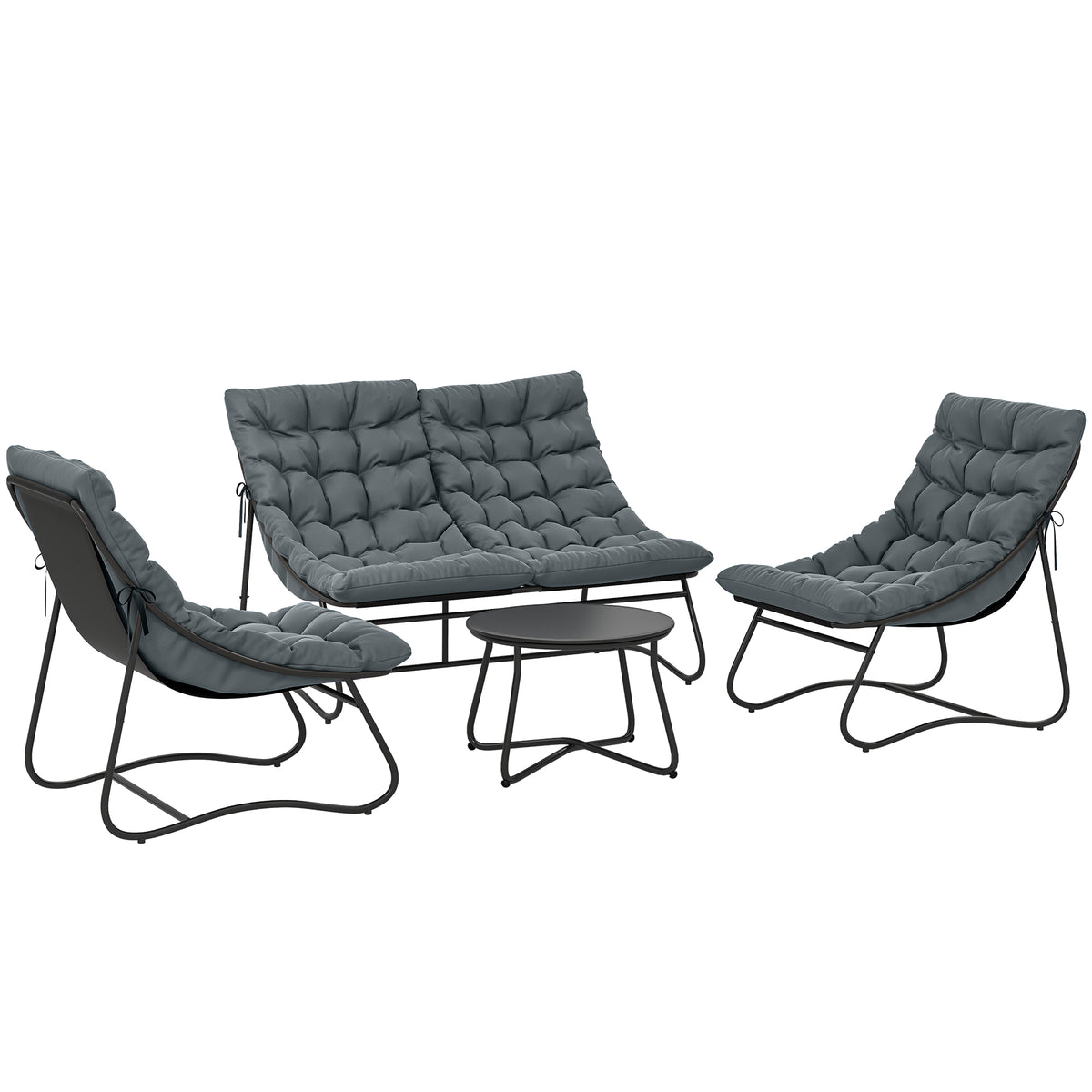 4-teiliges Gartenmöbel-Set mit Stahlrahmen