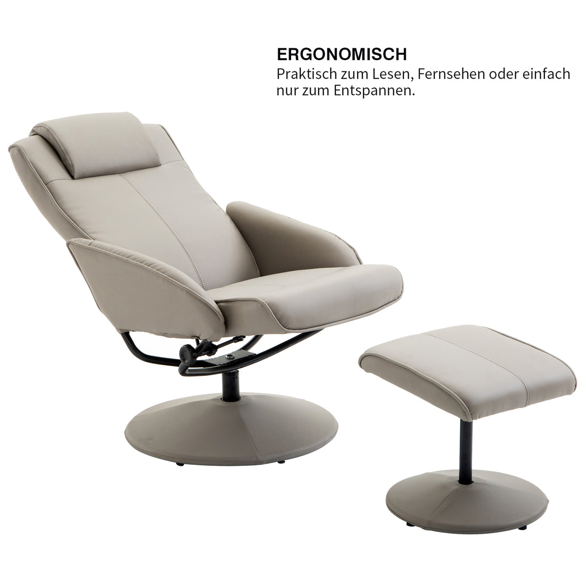 Relaxsessel mit Fußhocker und neigbarer Rückenlehne