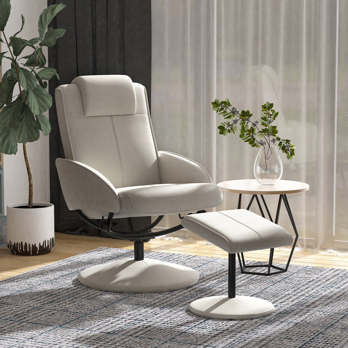 Relaxsessel mit Fußhocker und neigbarer Rückenlehne