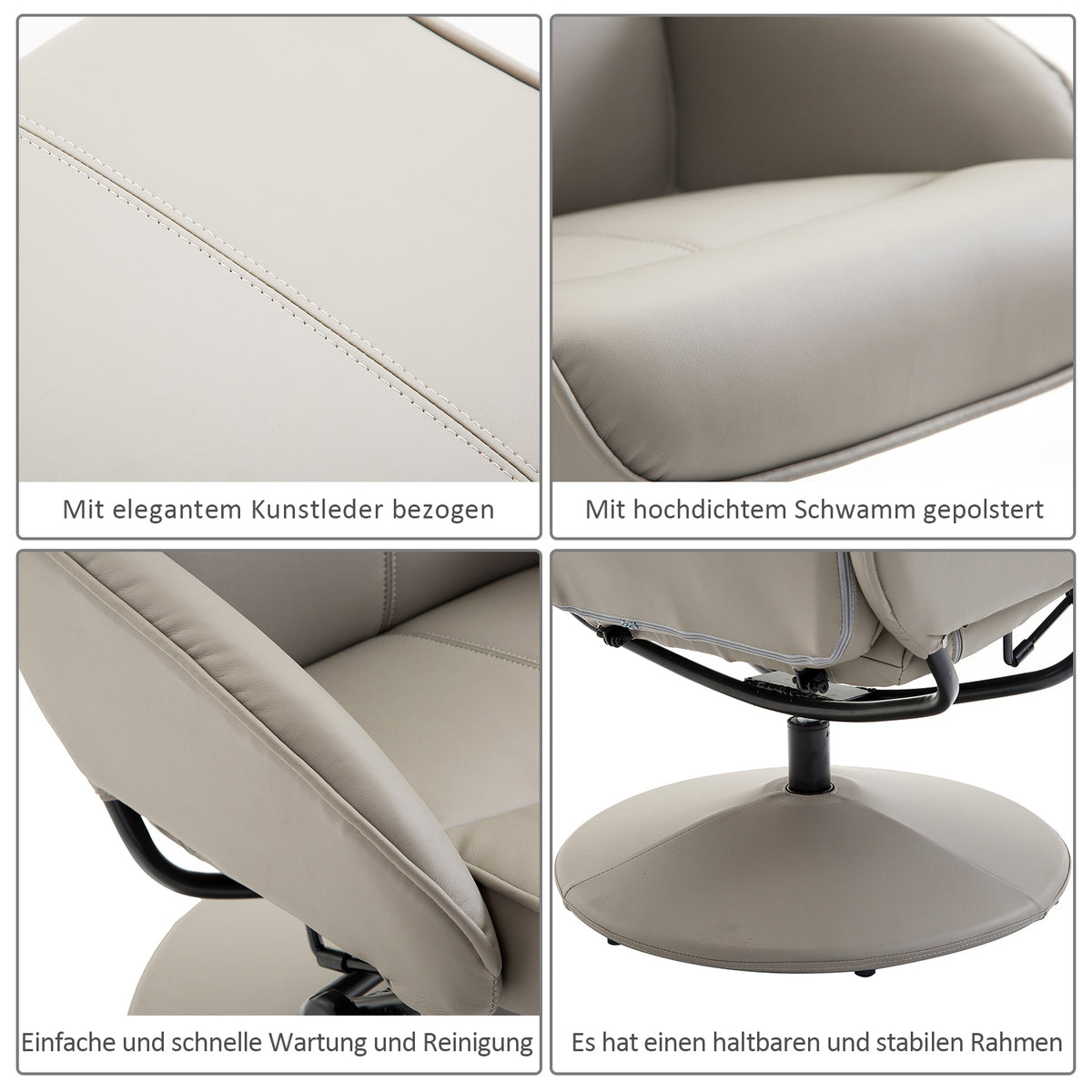 Relaxsessel mit Fußhocker und neigbarer Rückenlehne