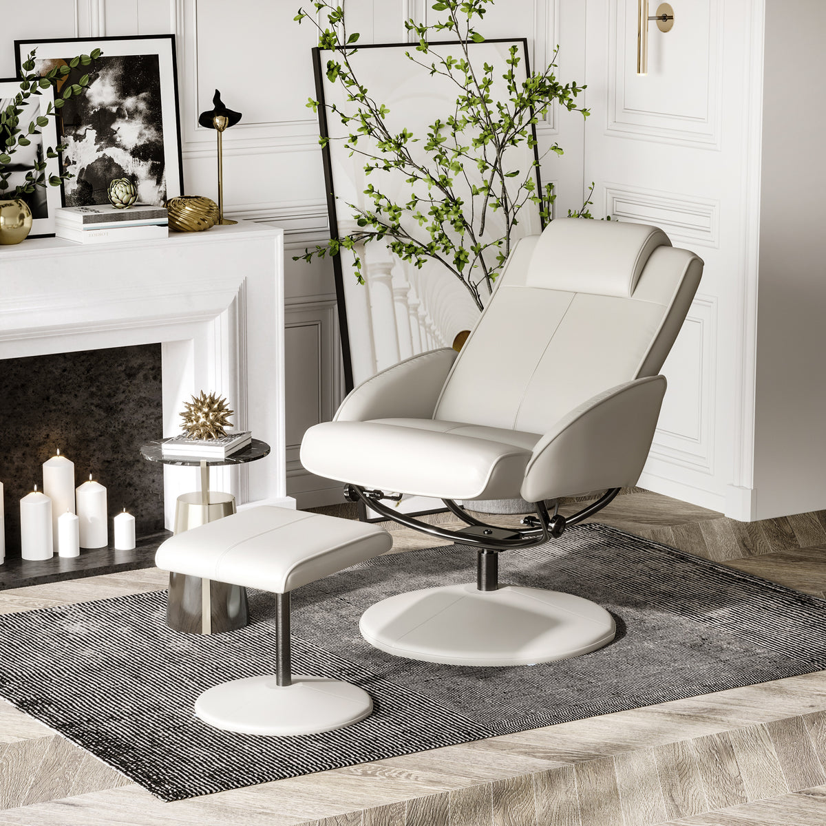 Relaxsessel mit Fußhocker und neigbarer Rückenlehne