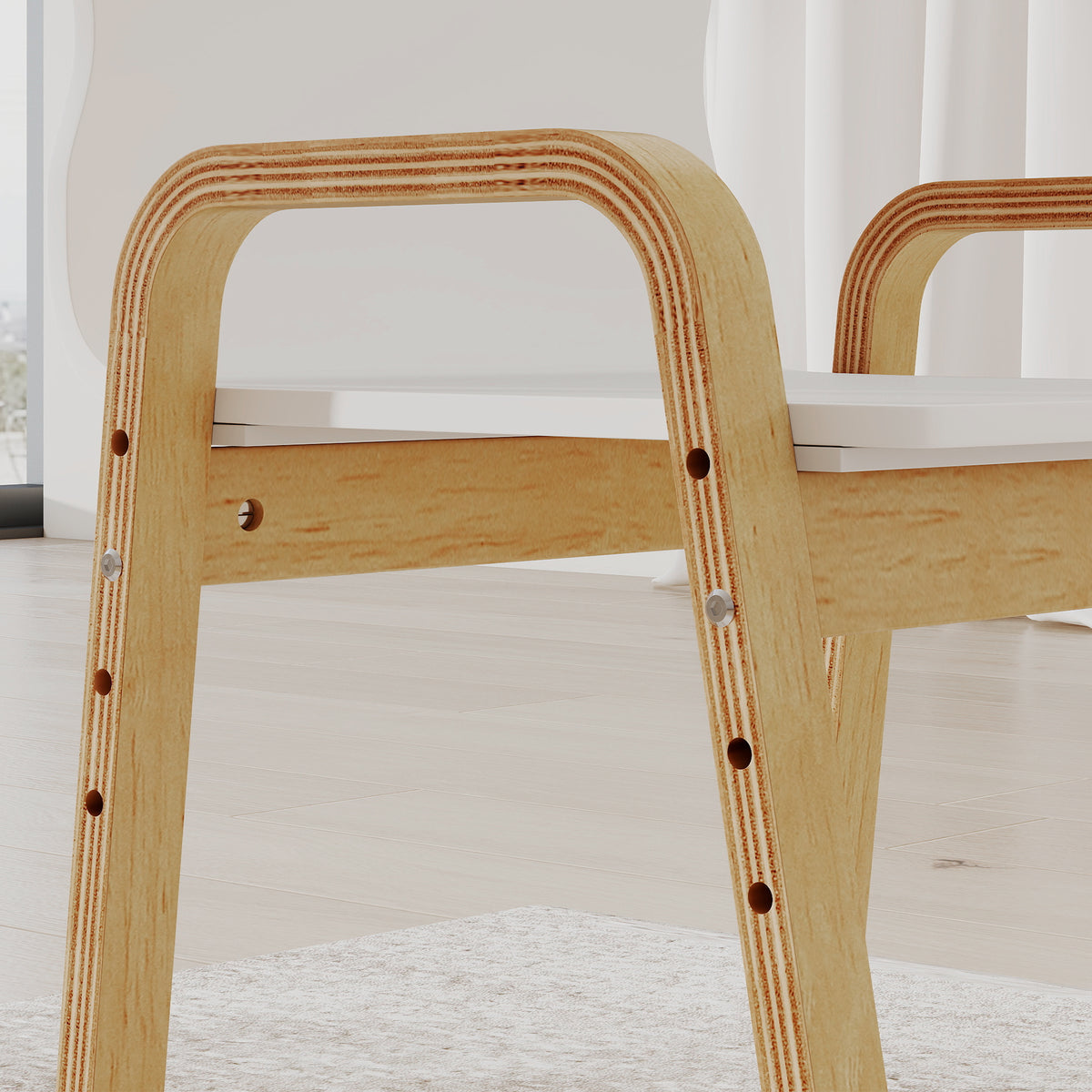 Kinderstuhl-Set aus Birkenholz, höhenverstellbar