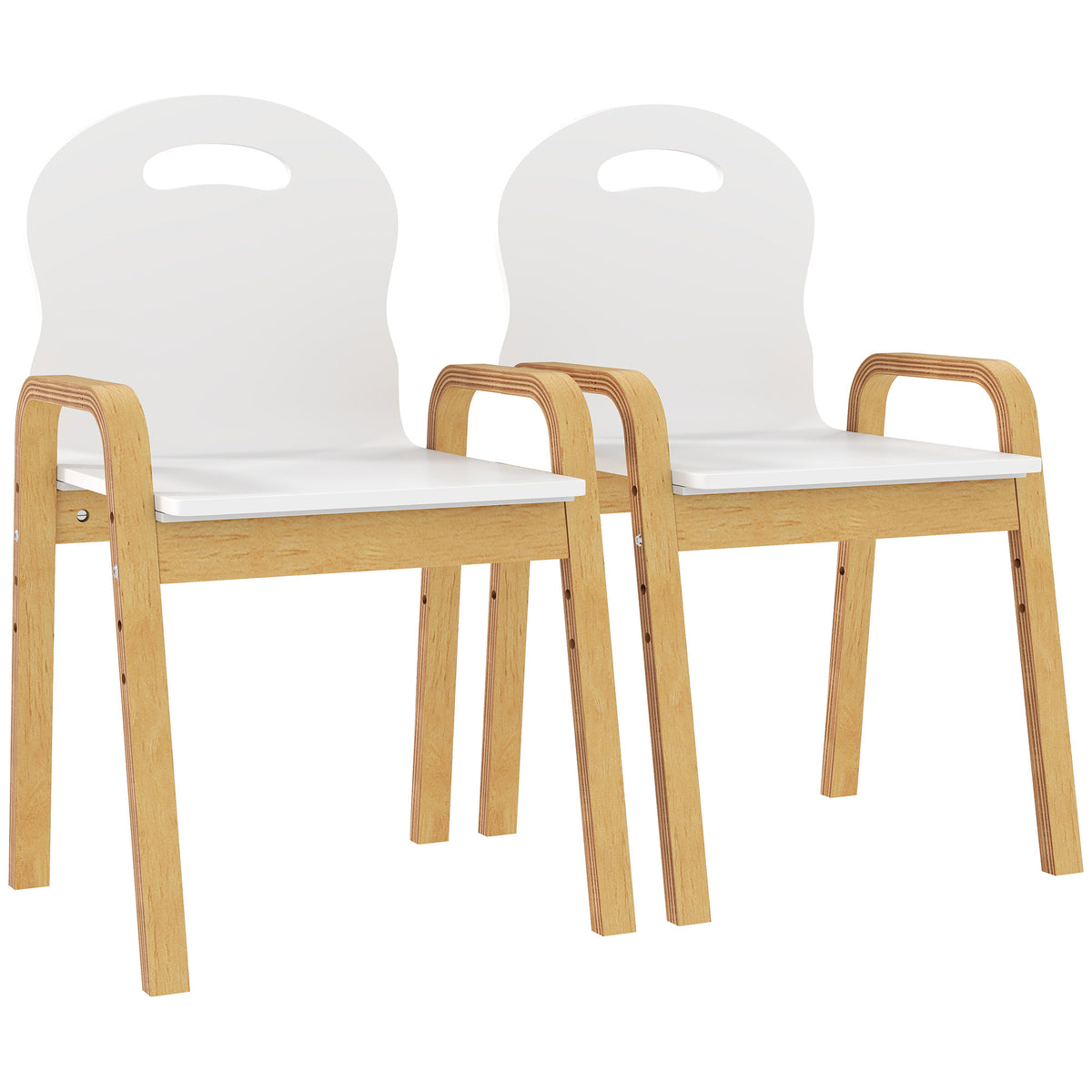 Kinderstuhl-Set aus Birkenholz, höhenverstellbar
