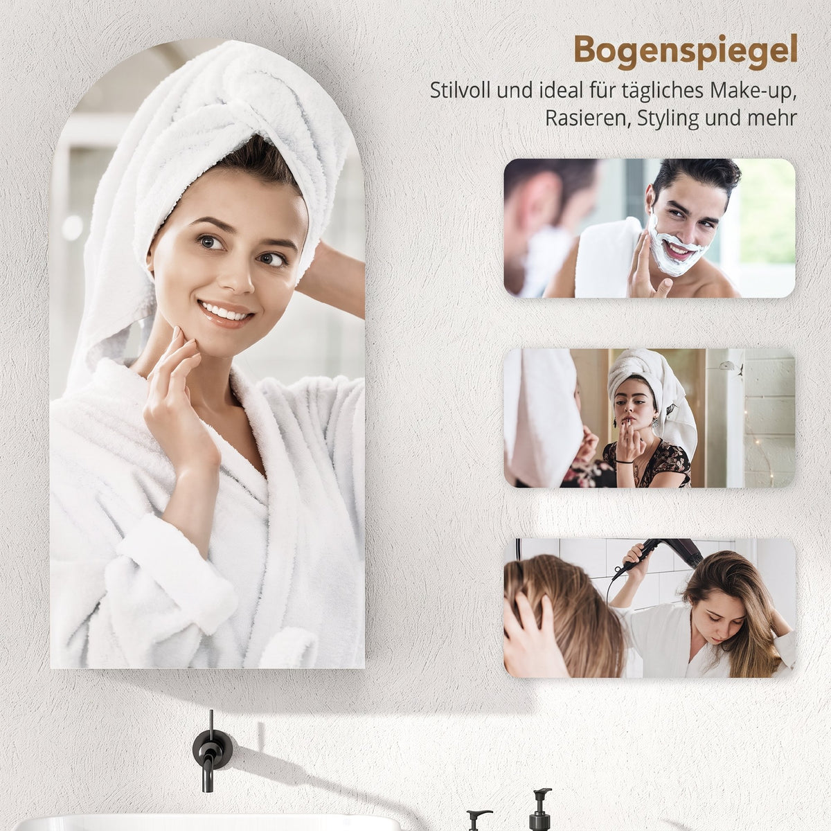 Badezimmerspiegelschrank mit Bogen-Spiegel