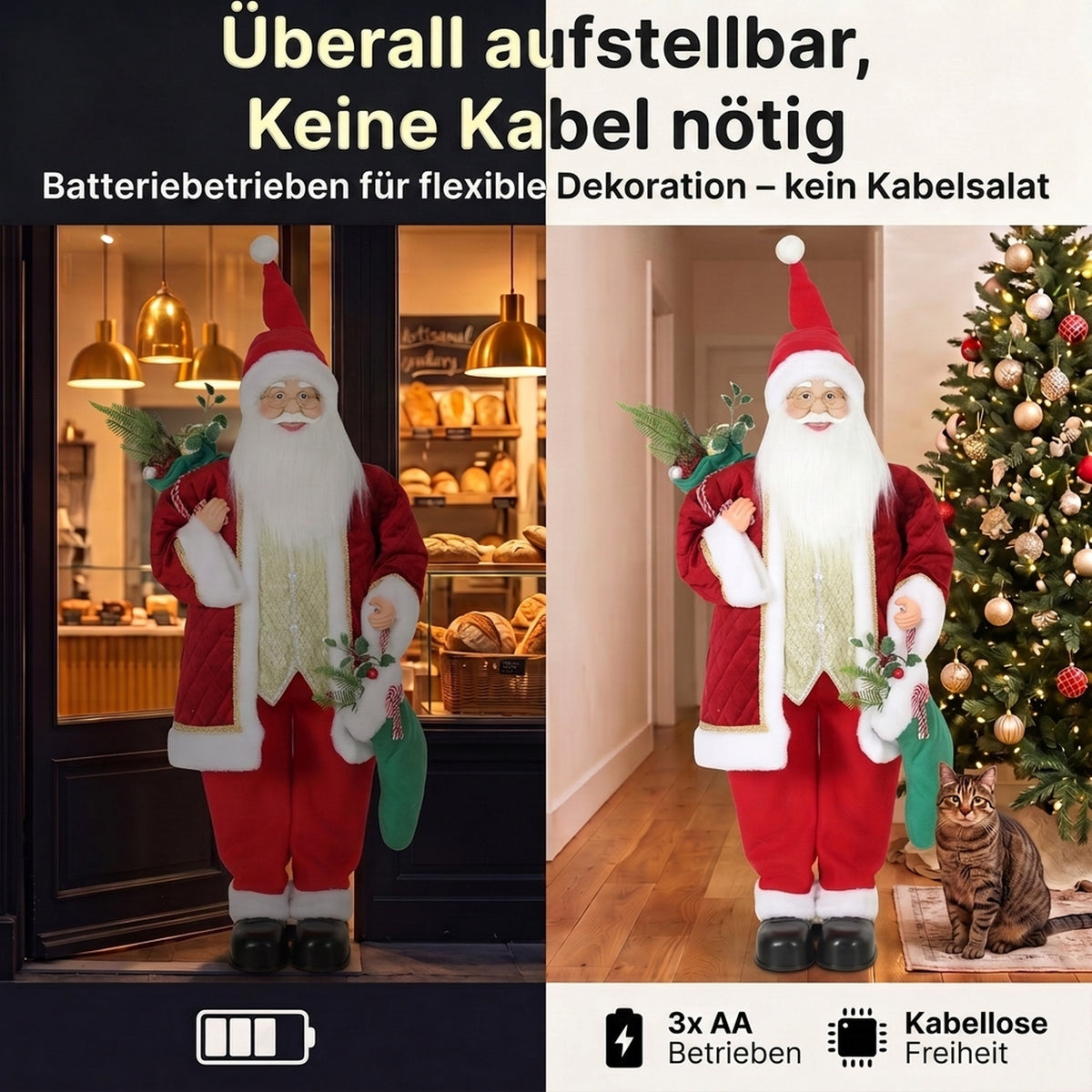 Animierter Weihnachtsmann mit Gesang, 120 cm