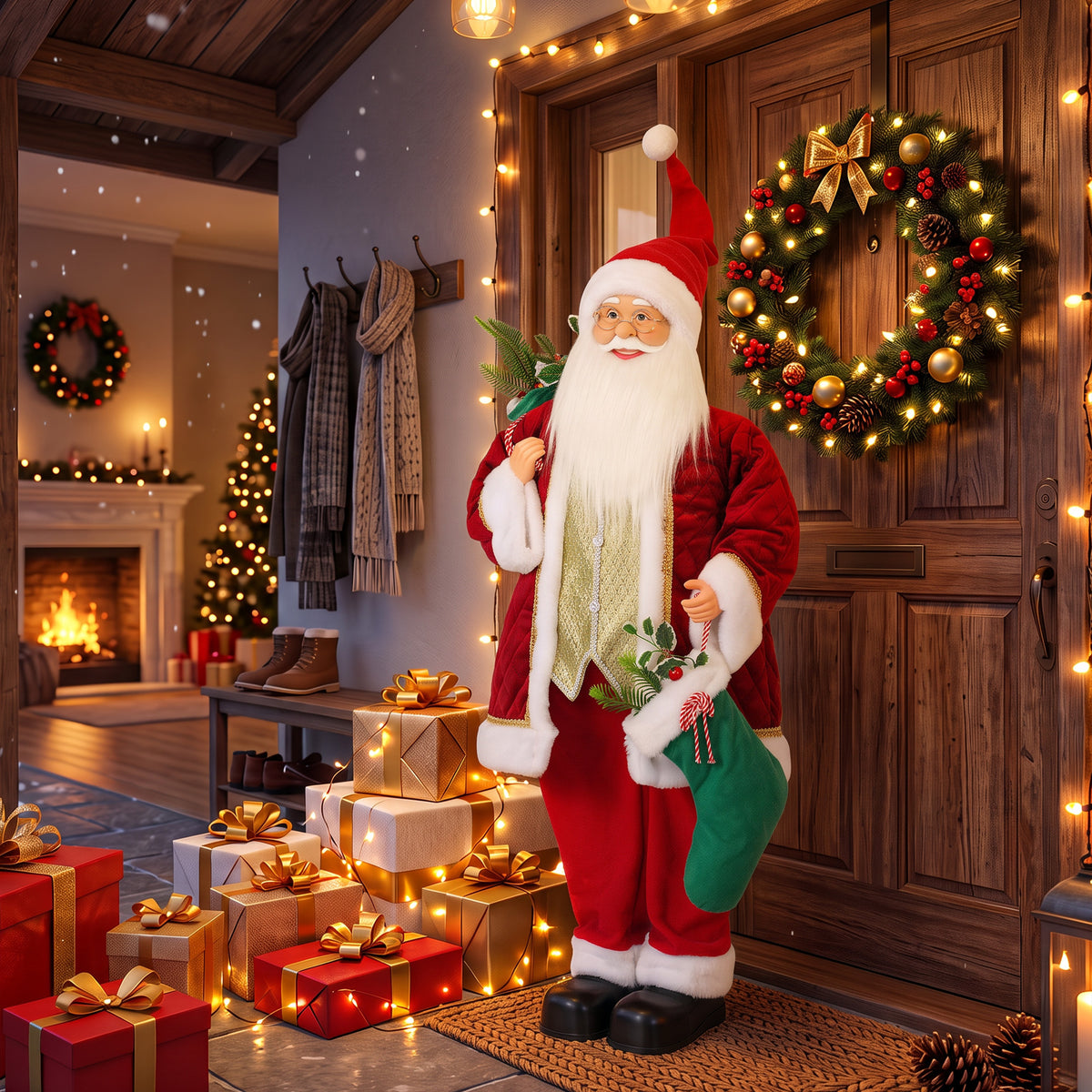 Animierter Weihnachtsmann mit Gesang, 120 cm