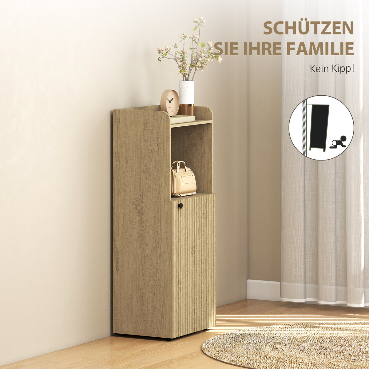 Badezimmerschrank mit offenem Fach und verstellbarem Regal