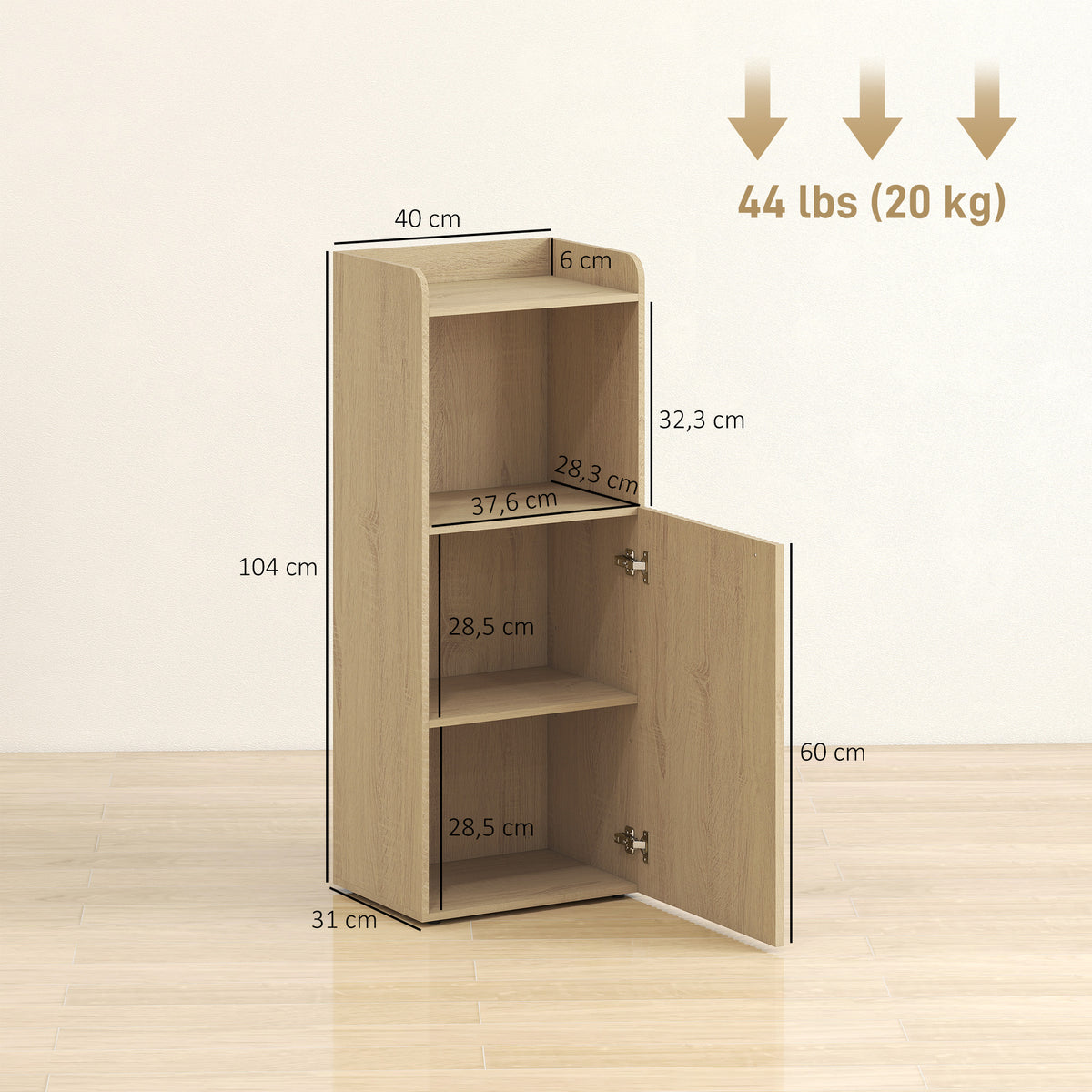 Badezimmerschrank mit offenem Fach und verstellbarem Regal