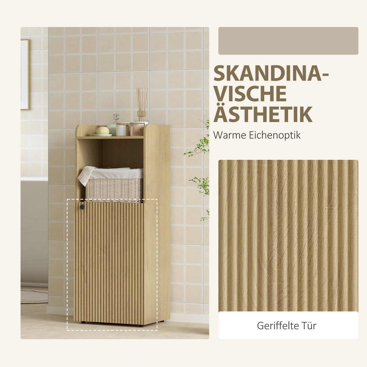 Badezimmerschrank mit offenem Fach und verstellbarem Regal