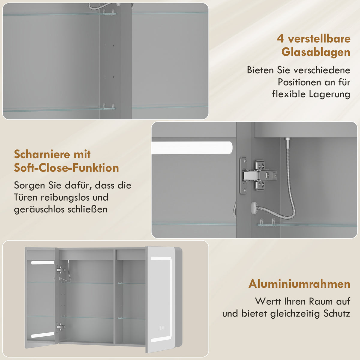 Badezimmer-Spiegelschrank mit LED-Beleuchtung