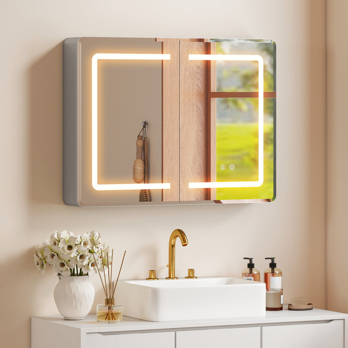 Badezimmer-Spiegelschrank mit LED-Beleuchtung