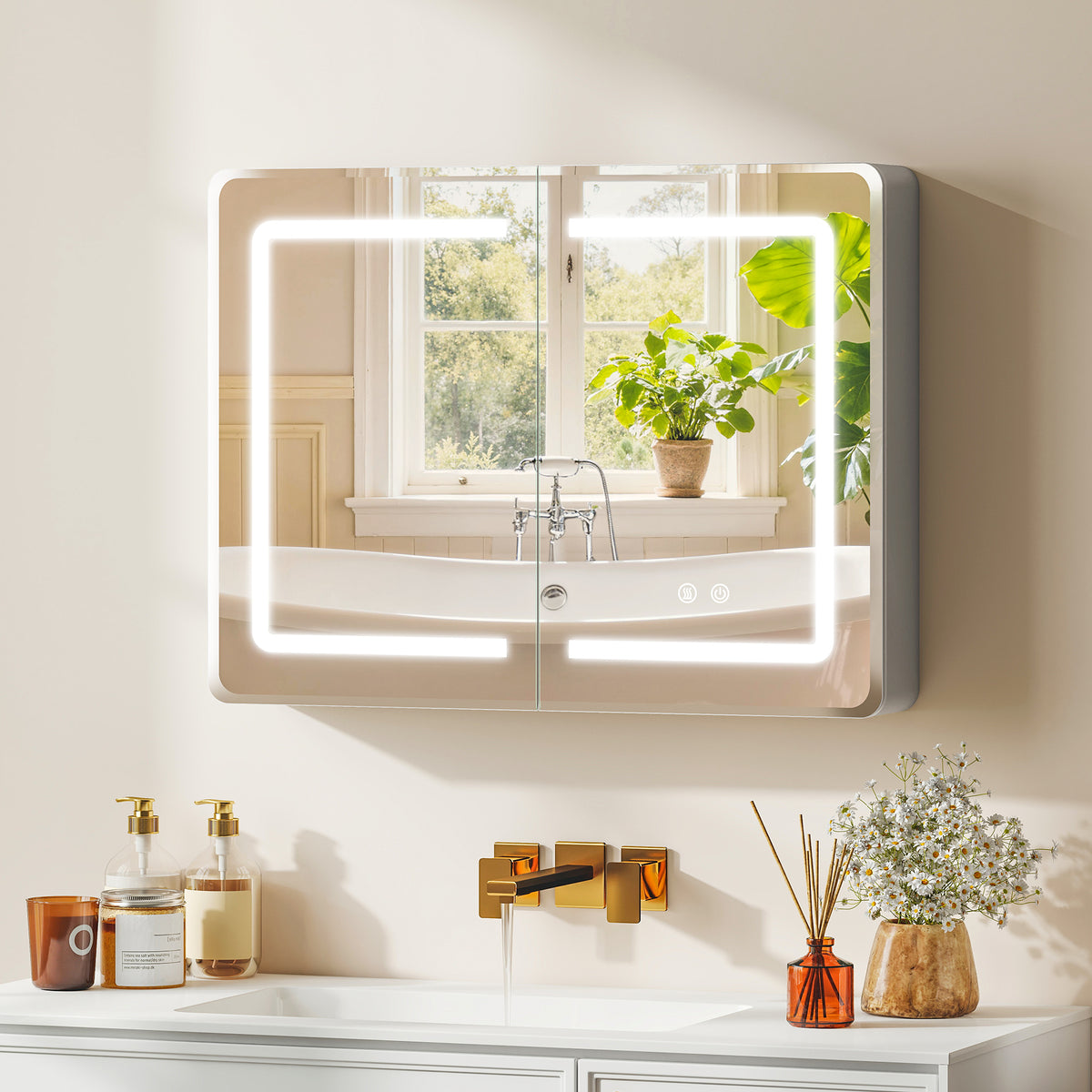 Badezimmer-Spiegelschrank mit LED-Beleuchtung