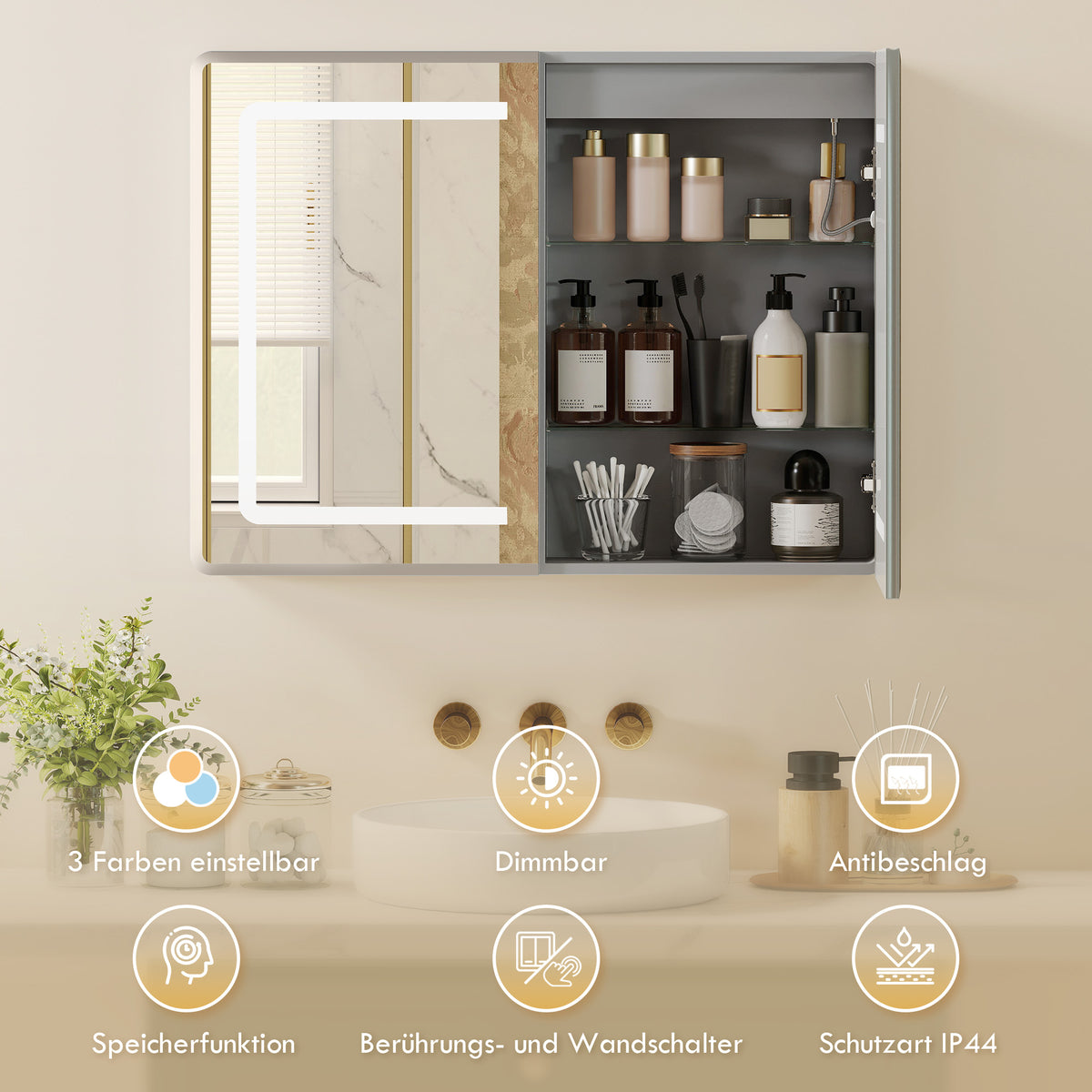 Badezimmer-Spiegelschrank mit LED-Beleuchtung