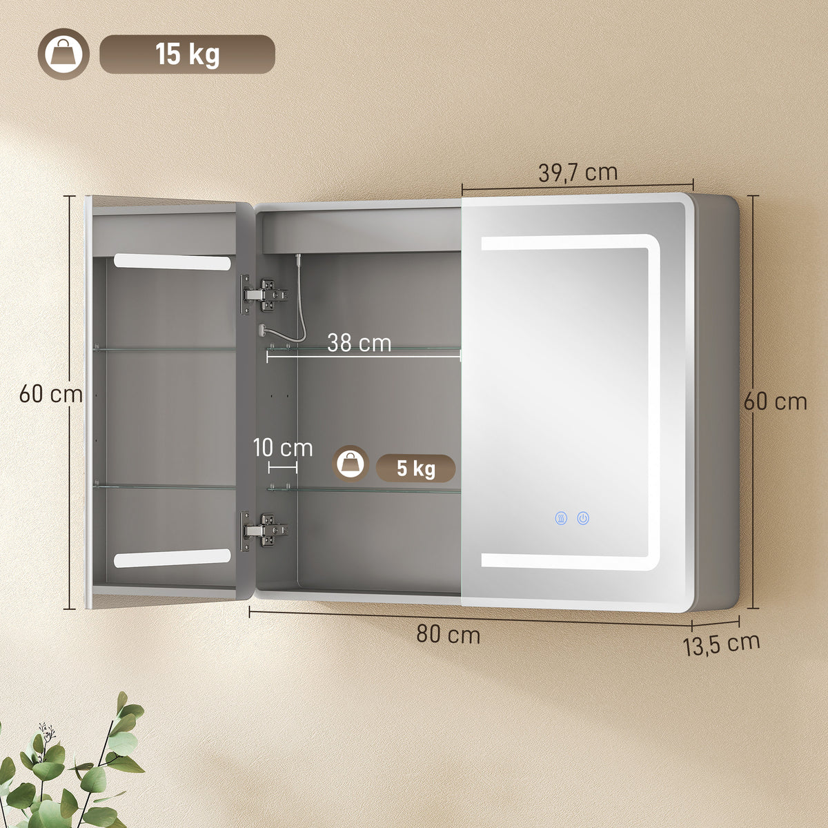 Badezimmer-Spiegelschrank mit LED-Beleuchtung
